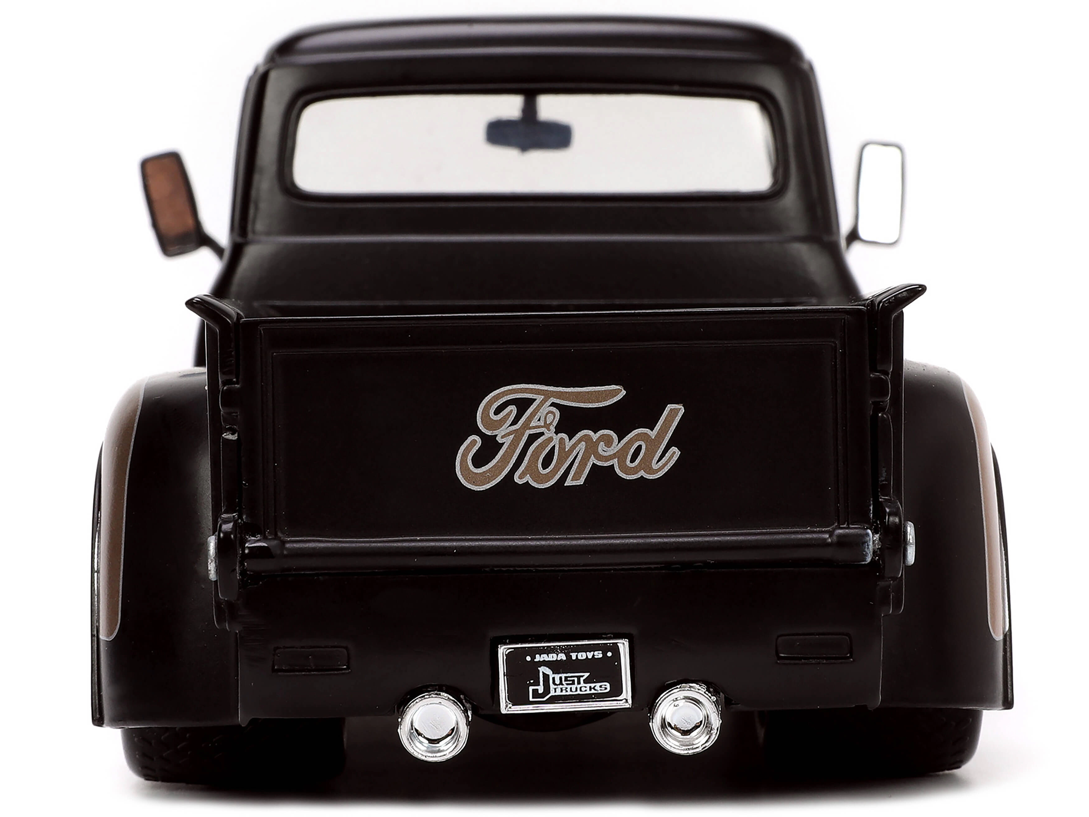 Jada 1956 Ford F-100 Pickup Truck Matt Black and Champagne with Flames with Extra Wheels "Just Trucks" Series