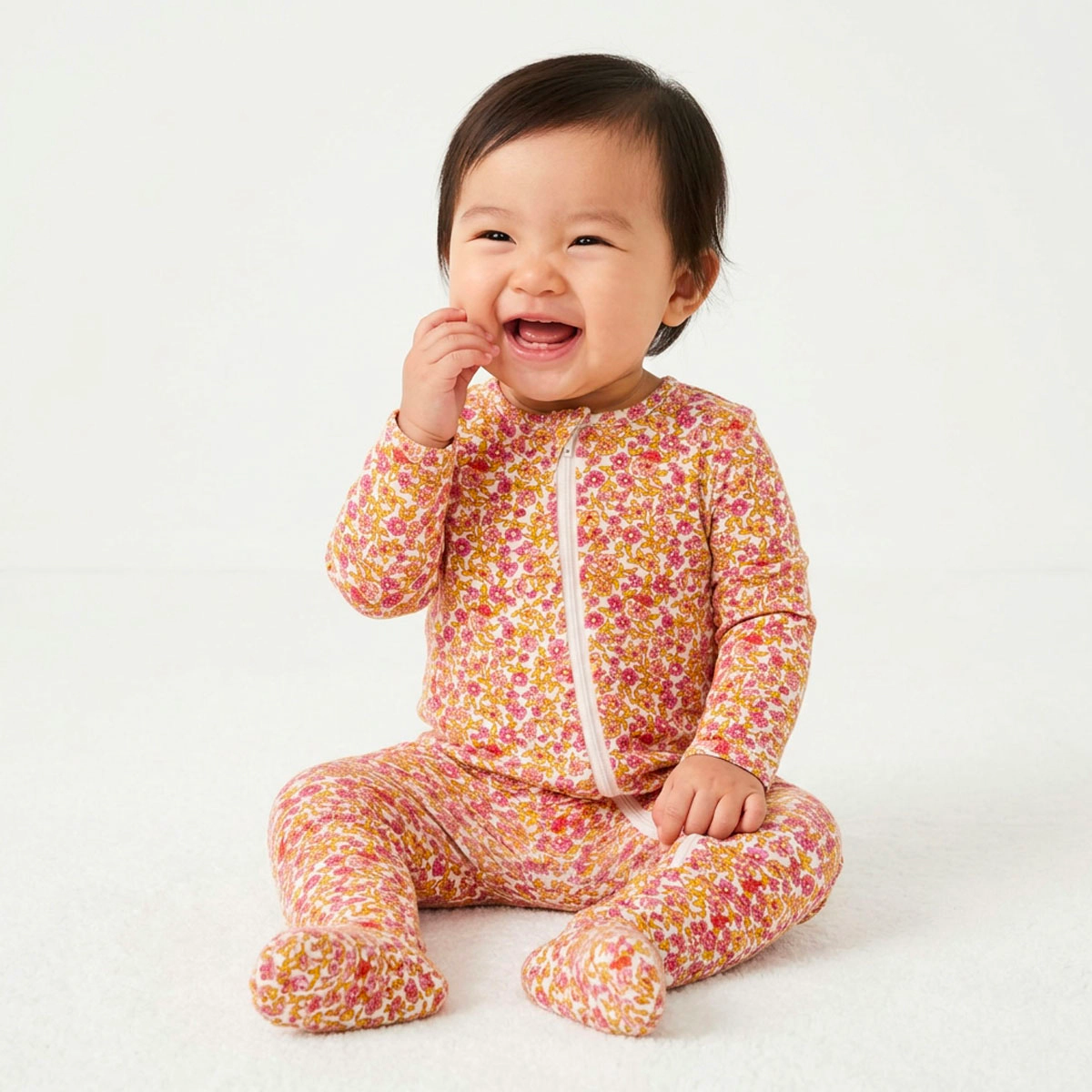 Rockets of Awesome Floral Footie For Baby Girl