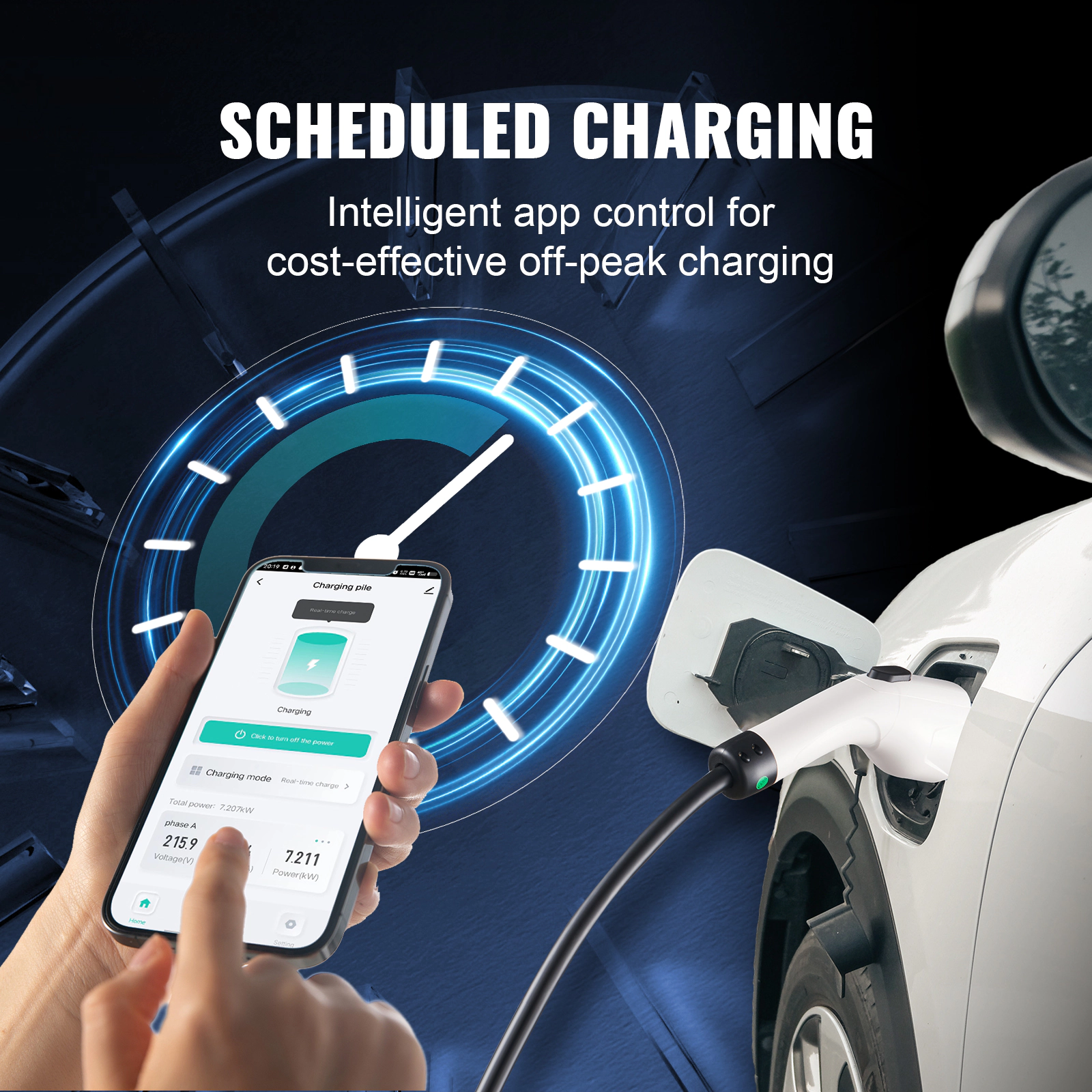 HONGGE Level 2 Portable EV Charger, 240V, Electric Vehicle Charger with Charging Cable, NEMA 14-50P Plug