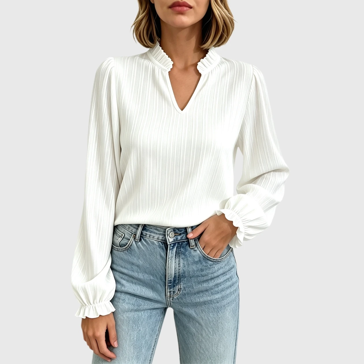 Blouses for Women Dressy Casual Flowy Boho Tops V Neck Long Sleeve Shirts Spring Outfits