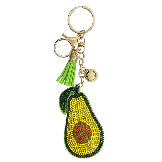 Wrapables Crystal Bling Key Chain Keyring with Tassel Car Purse Handbag Pendant, Avocado