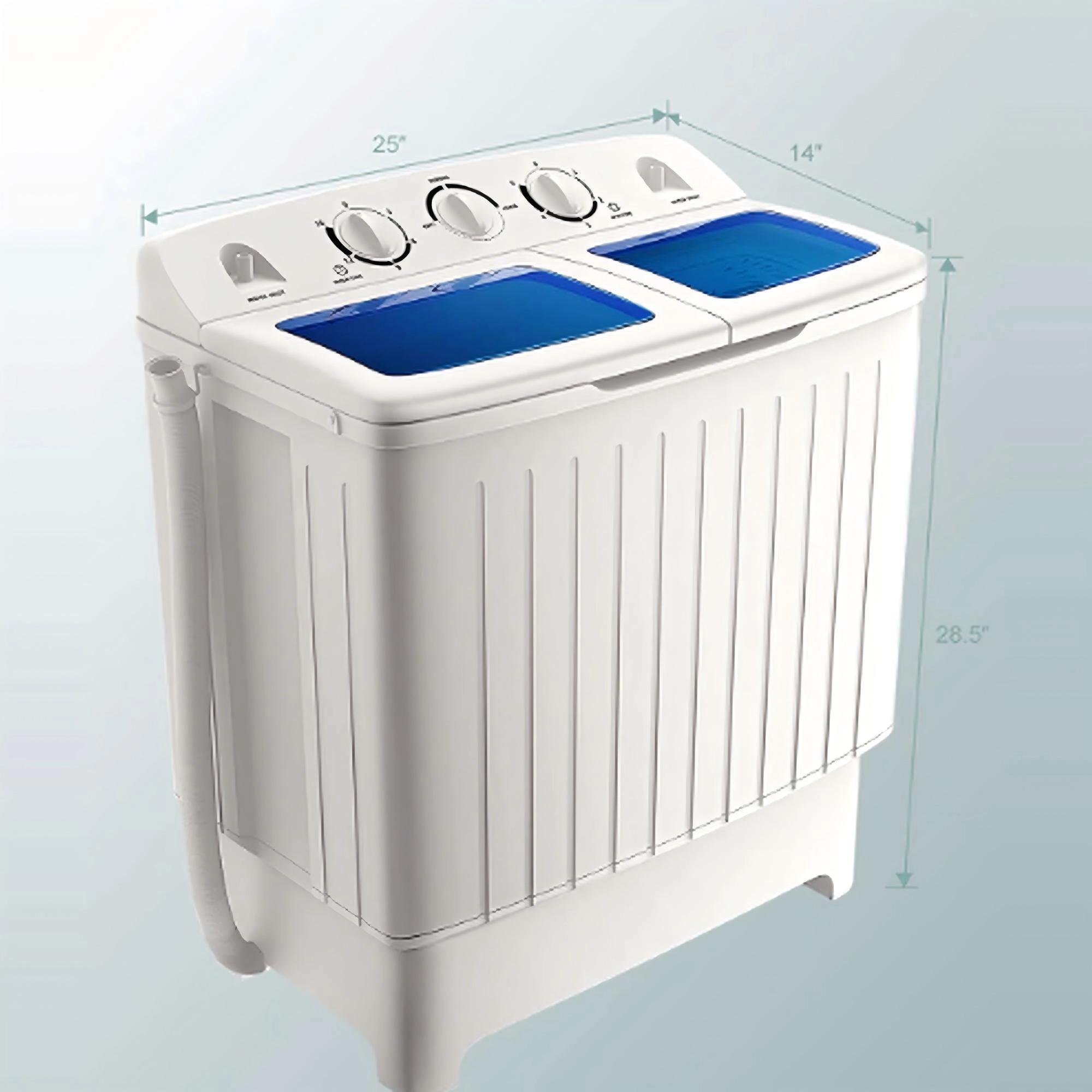 SUGIFT White Twin Tub Portable Washing Machine with 12-lb Washer and 8-lb Spinner 25-in W 14-in D 28.5-in H