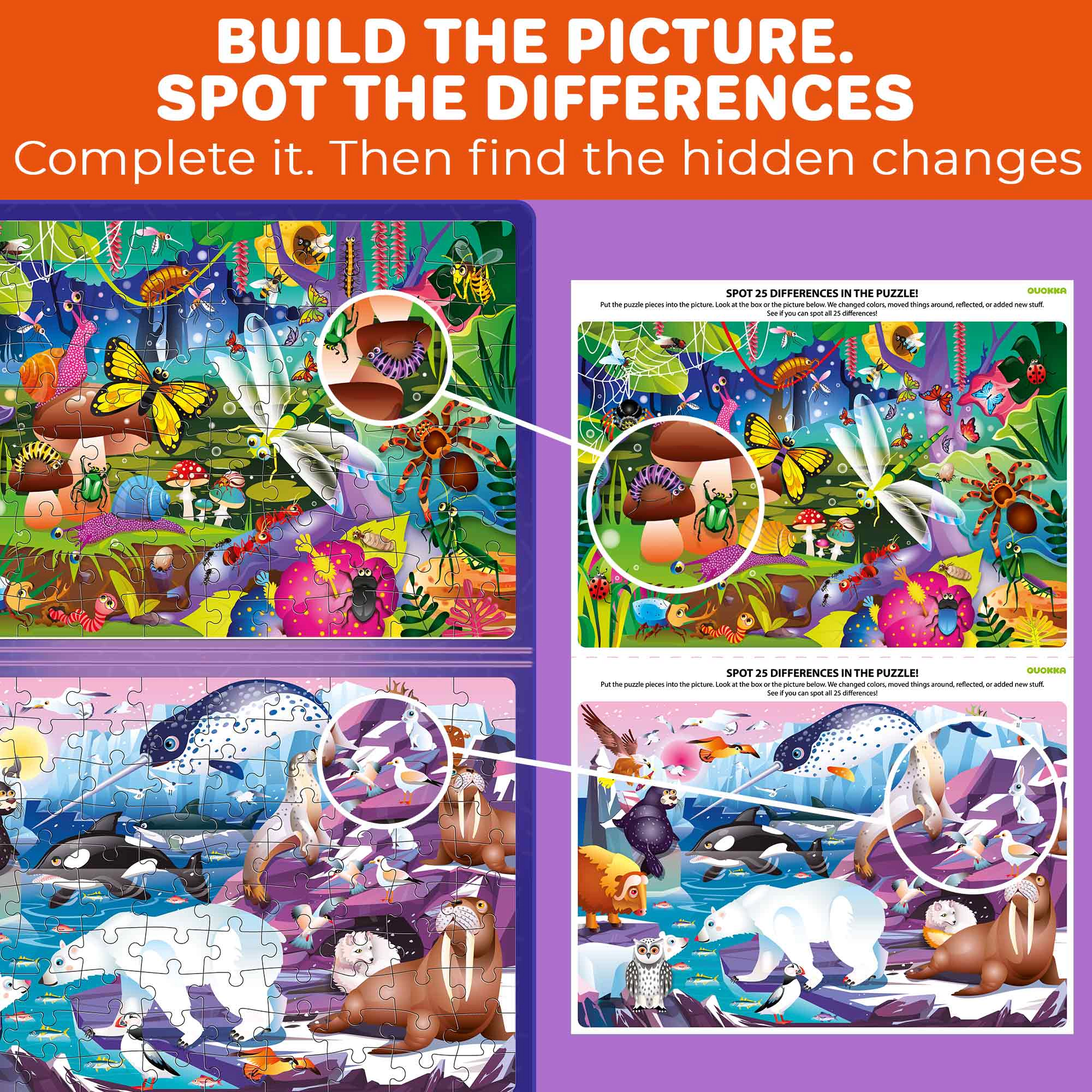 QUOKKA Magnetic Puzzle Book for Kids Ages 3–5, 100-Piece Travel Set with Ocean, Space & Dinosaur Themes
