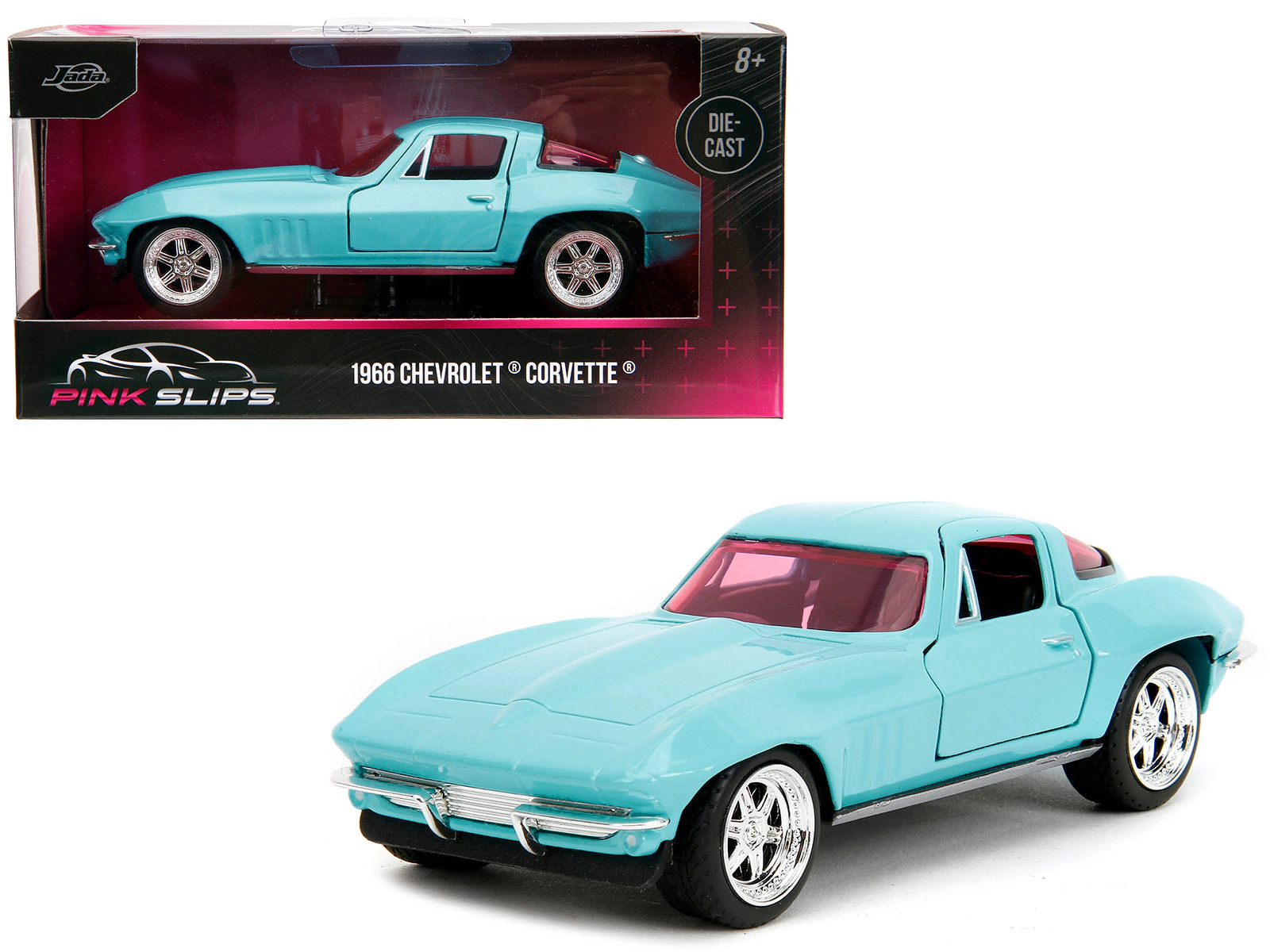 Jada 1966 Chevrolet Corvette Light Blue with Pink Tinted Windows "Pink Slips" Series 1/32 Diecast Model Car by Jada