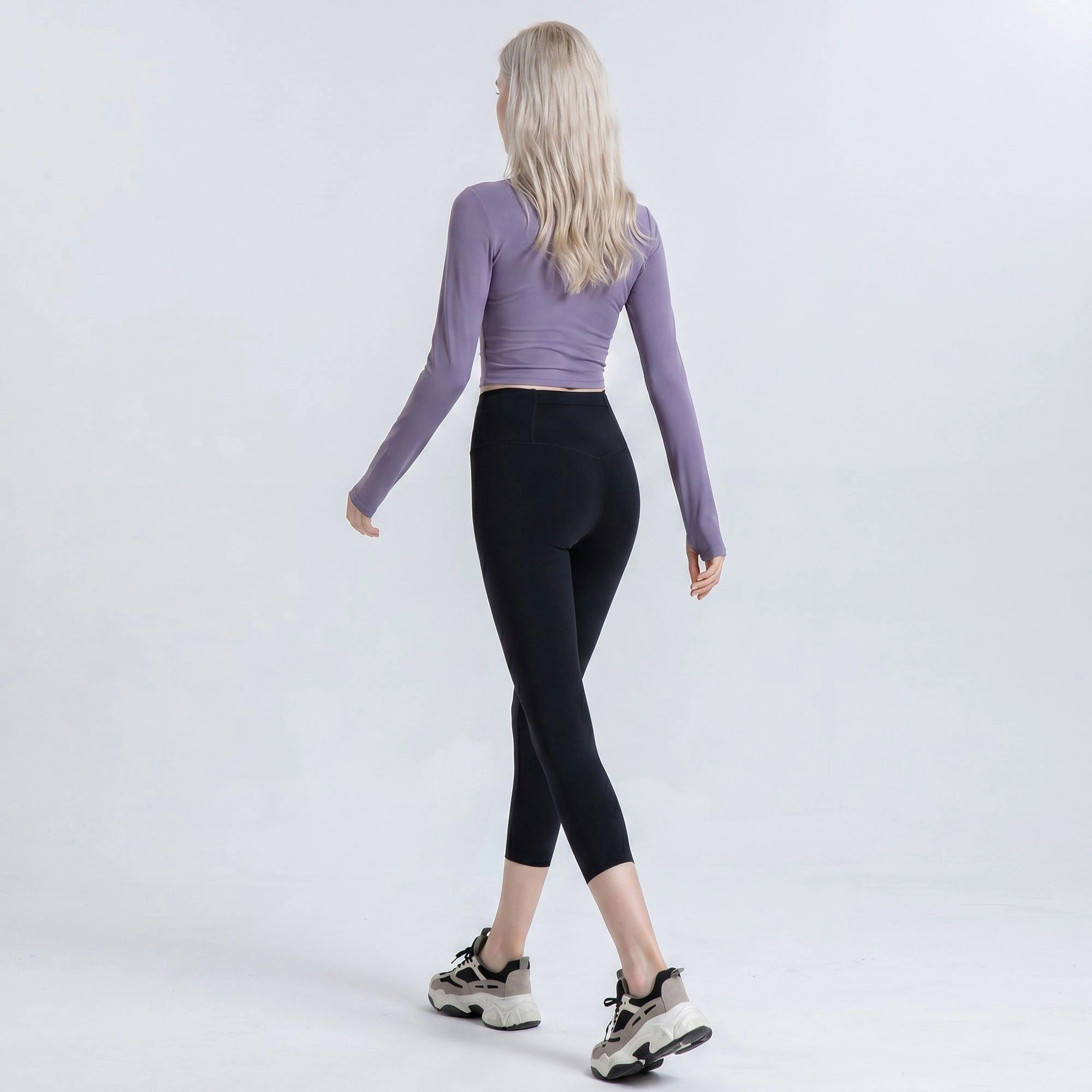 Anna-Kaci Women's High-Waist Capri Leggings with Wide Waistband Smooth Stretch Pull On Yoga Active Pants