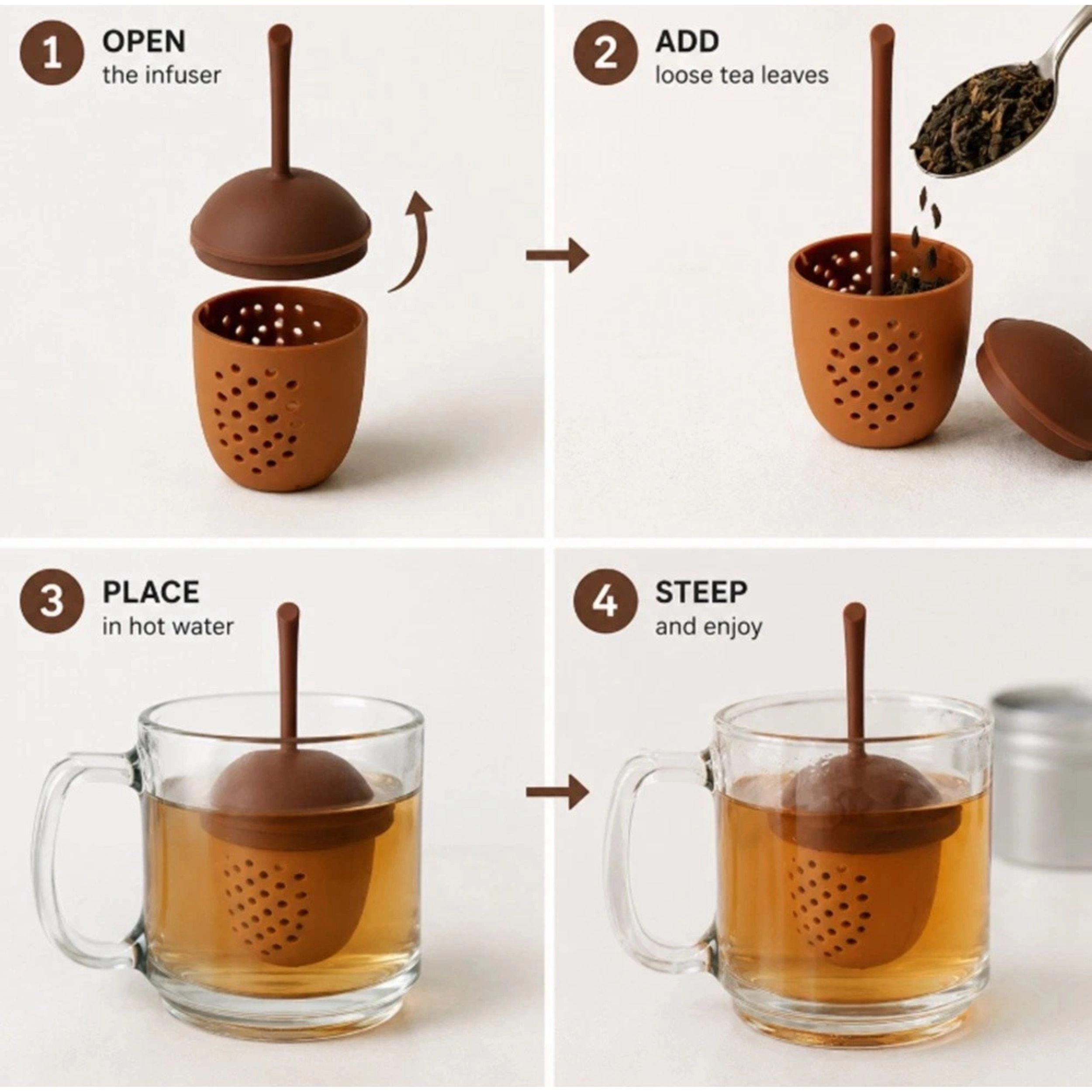 Home Collection Pine Cone Silicone Tea Infuser Long Handle Loose Leaf Tea Strainer
