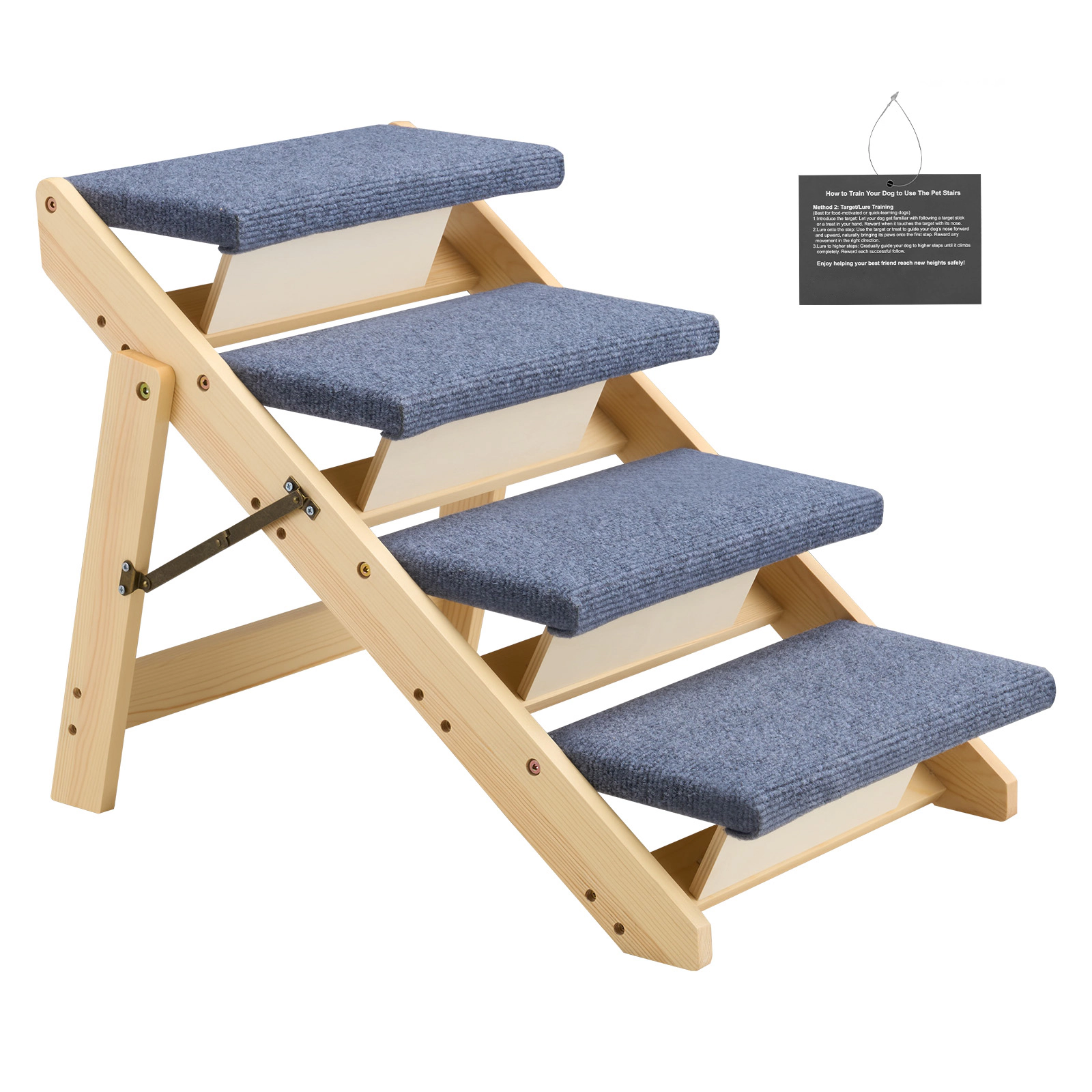 HONGGE Wood Pet Stairs Dog Stairs for Beds Sofa & Cars Capacity Floded Flat Design Stable & Sturdy Cat & Dog Step