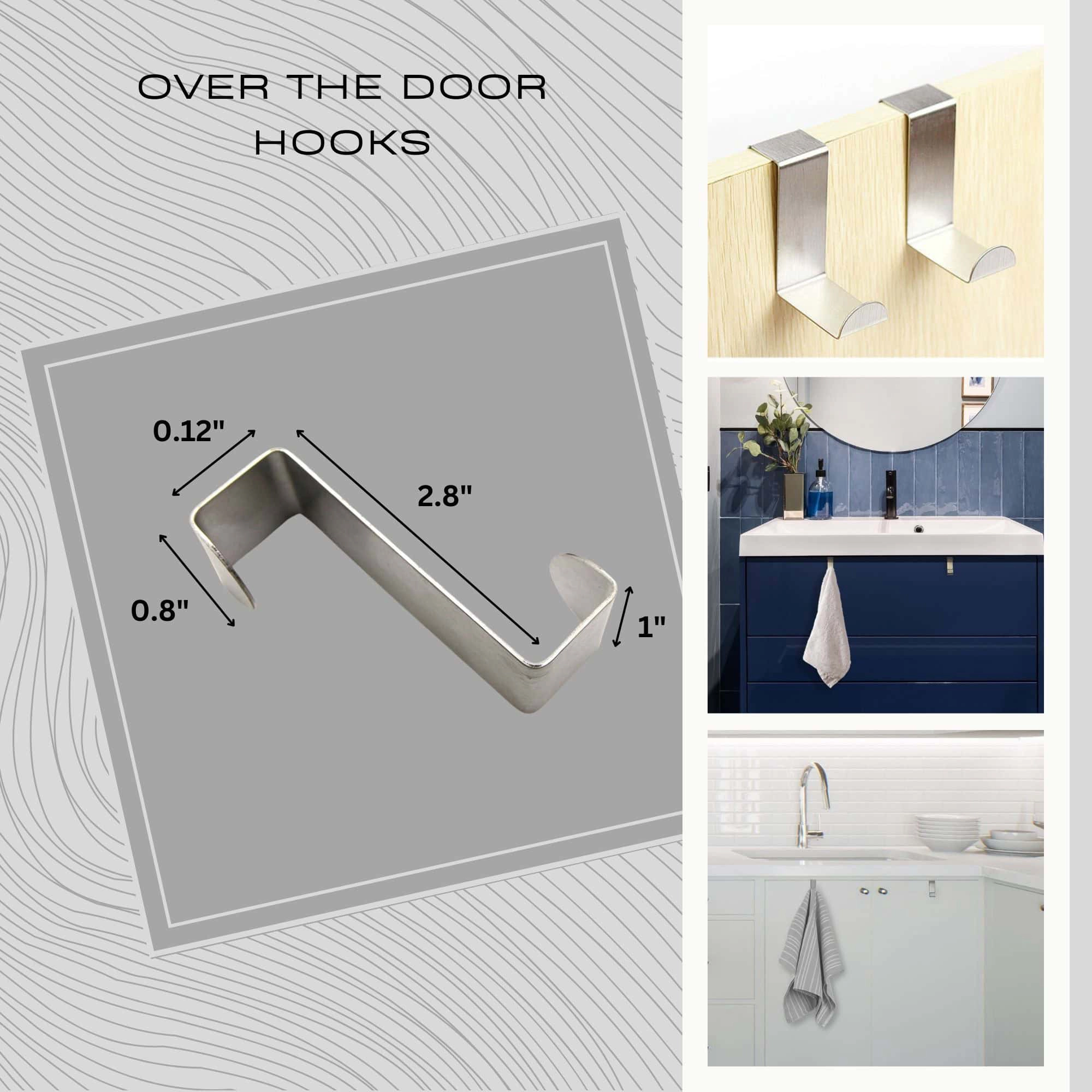 Evideco 2-Pack Stainless Steel Over-the-Door Hooks, Fingerprint & Rust Resistant