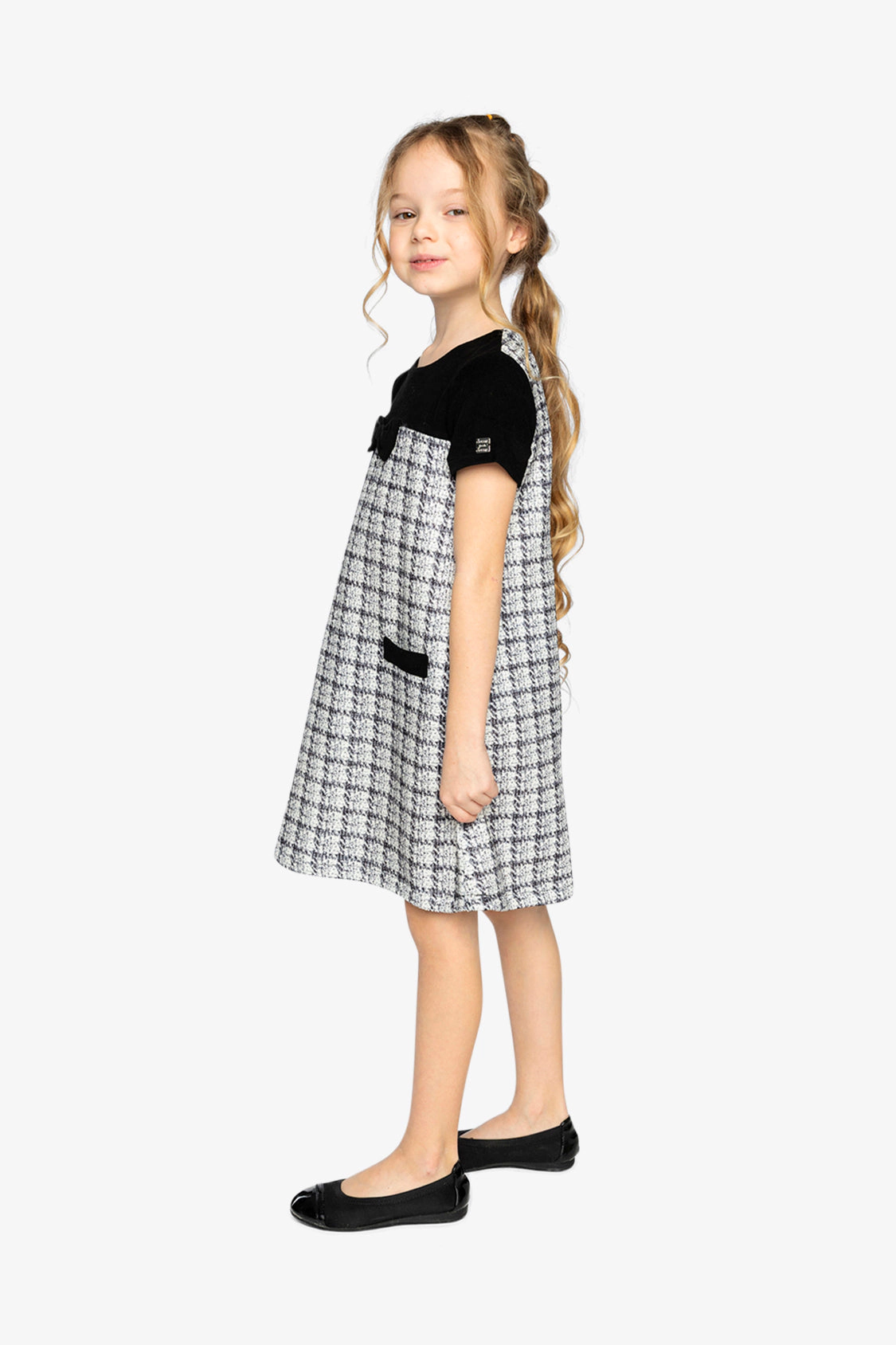 Deux par Deux Girls Sleeveless Plaid Knitwear A-Line Dress