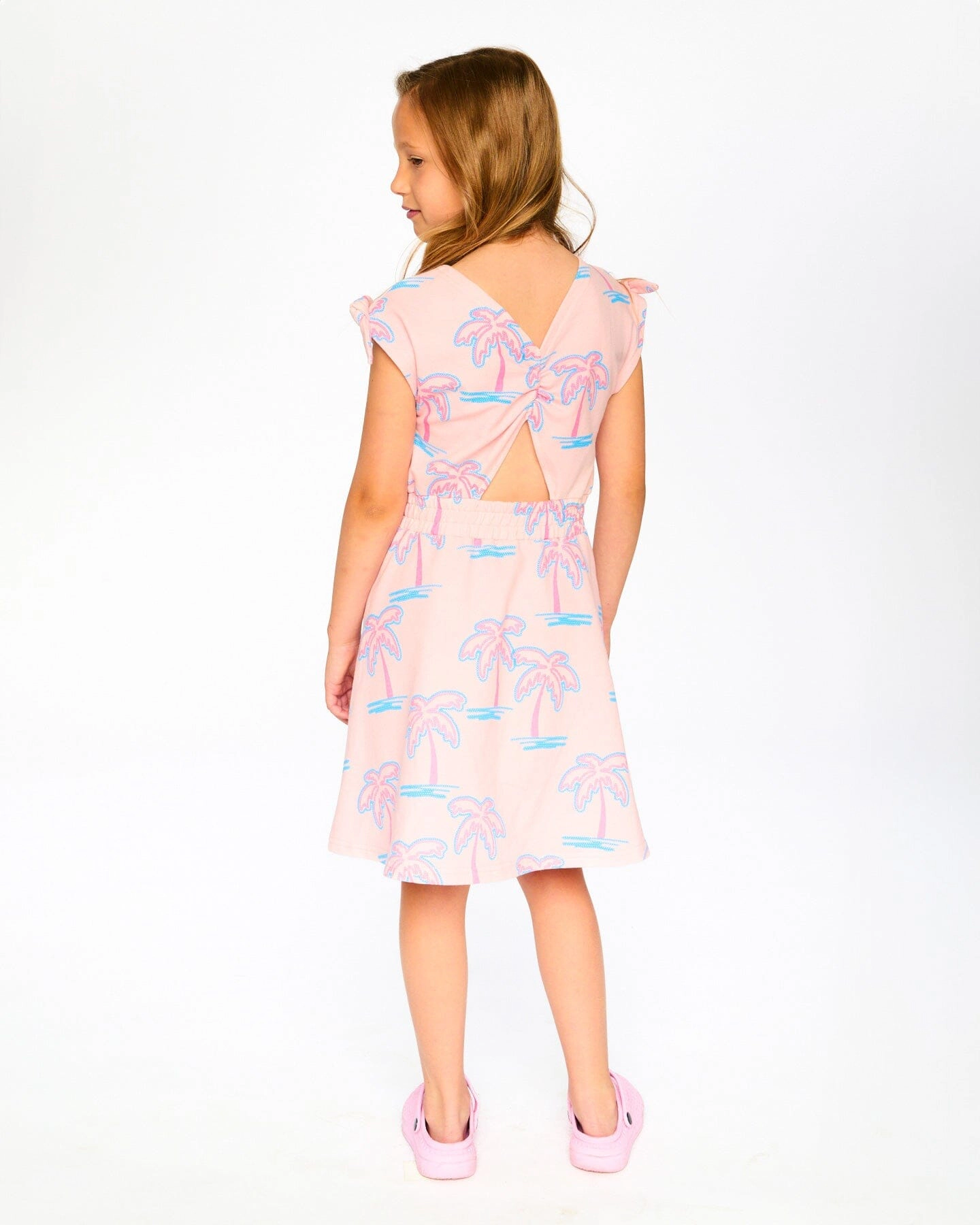 Deux par Girls French Terry Dress Palm Print