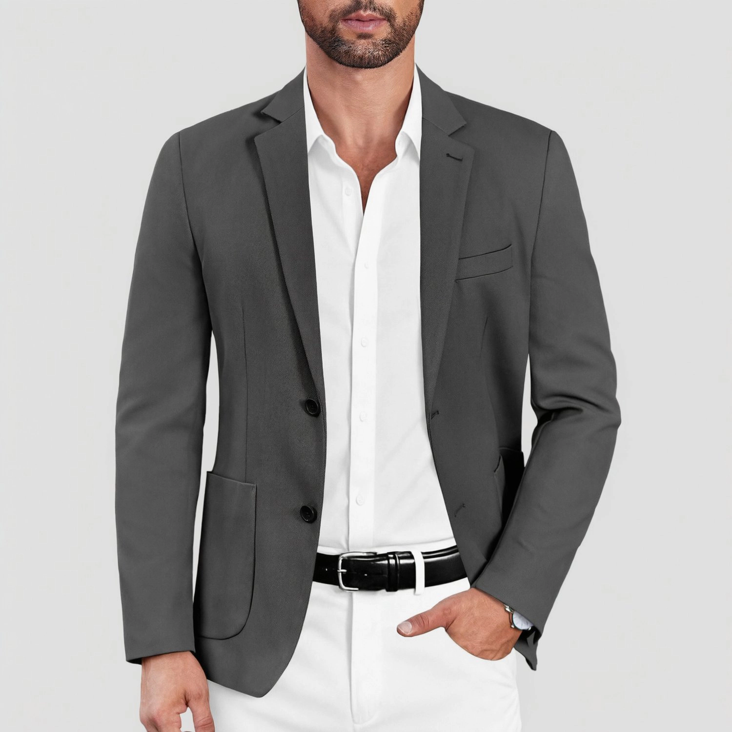 COOFANDY Mens Slim Fit Long Sleeve Blazer Notched Lapel Two Button Casual Jacket