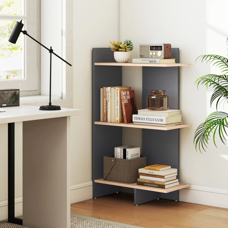 Hivvago 3 Tier Wooden Bookshelf with Anti-Tipping Kit
