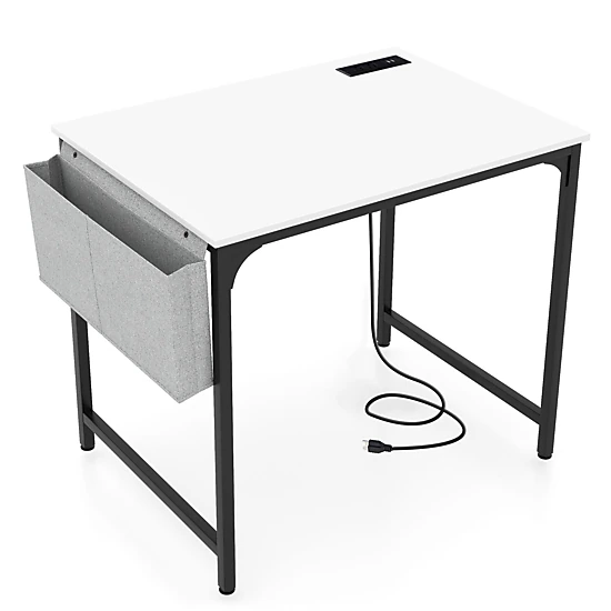 SlickBlue Unisex Compact Office Desk with Charging Station and Storage