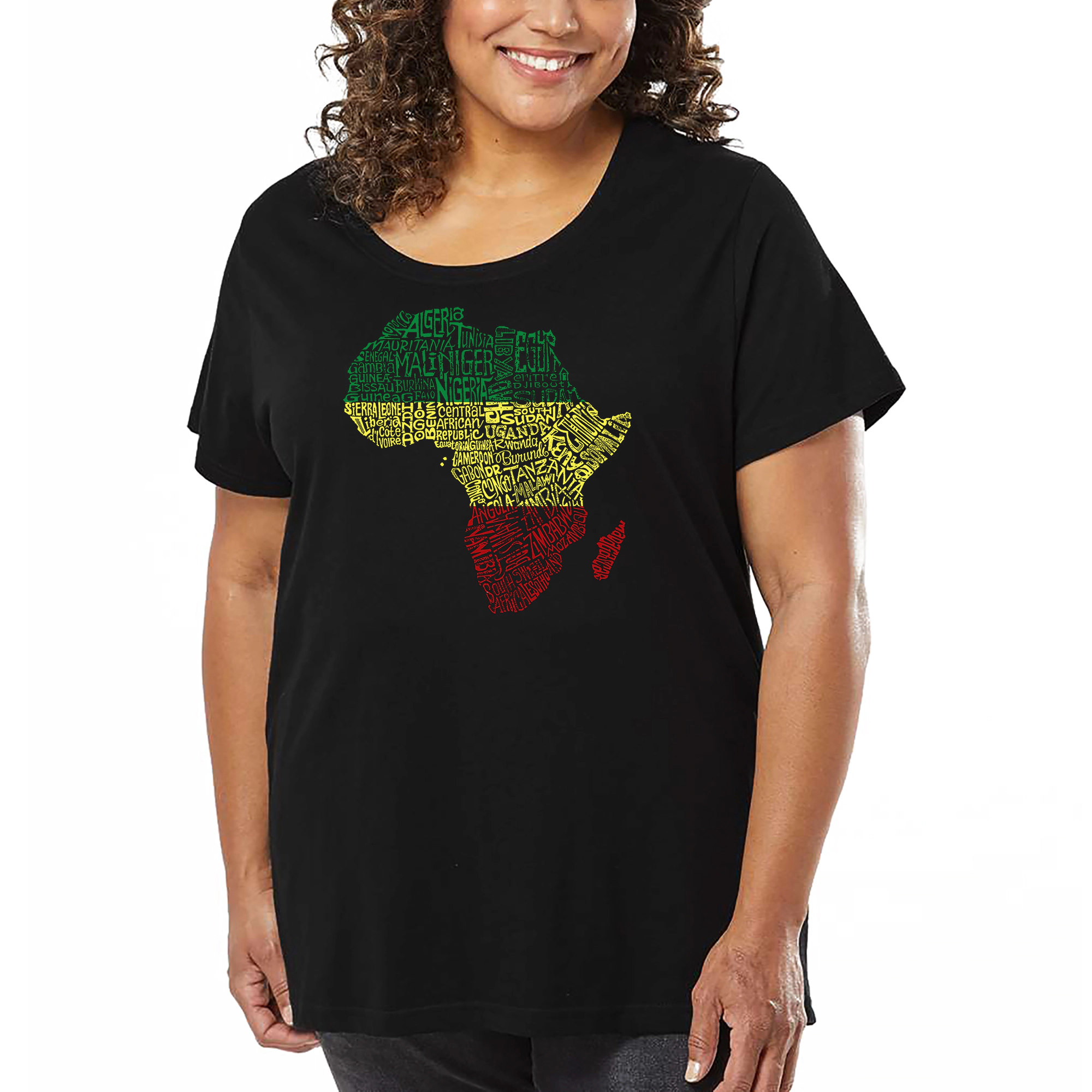 LA Pop Art Women's Plus Word T-Shirt - Countries Africa