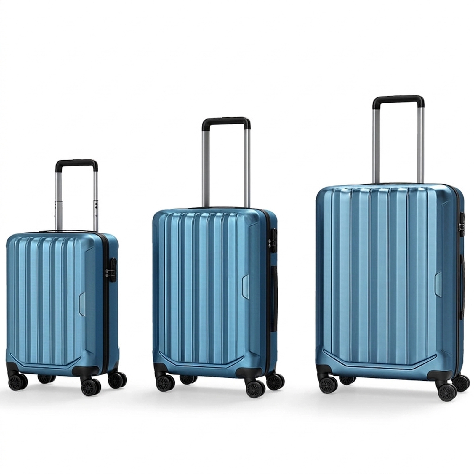 SUGIFT Blue 3-Digit Lock 3-Piece Hardside Luggage Set 20-in 24-in 28-in Lightweight ABS Spinner Suitcases