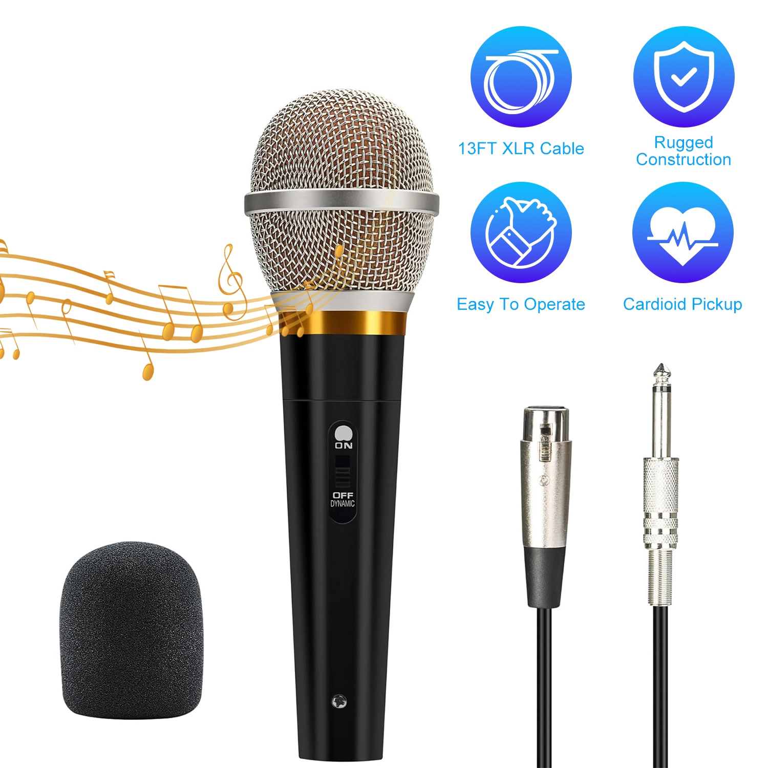 GBruno Cardioid Dynamic XLR Microphone With Cable