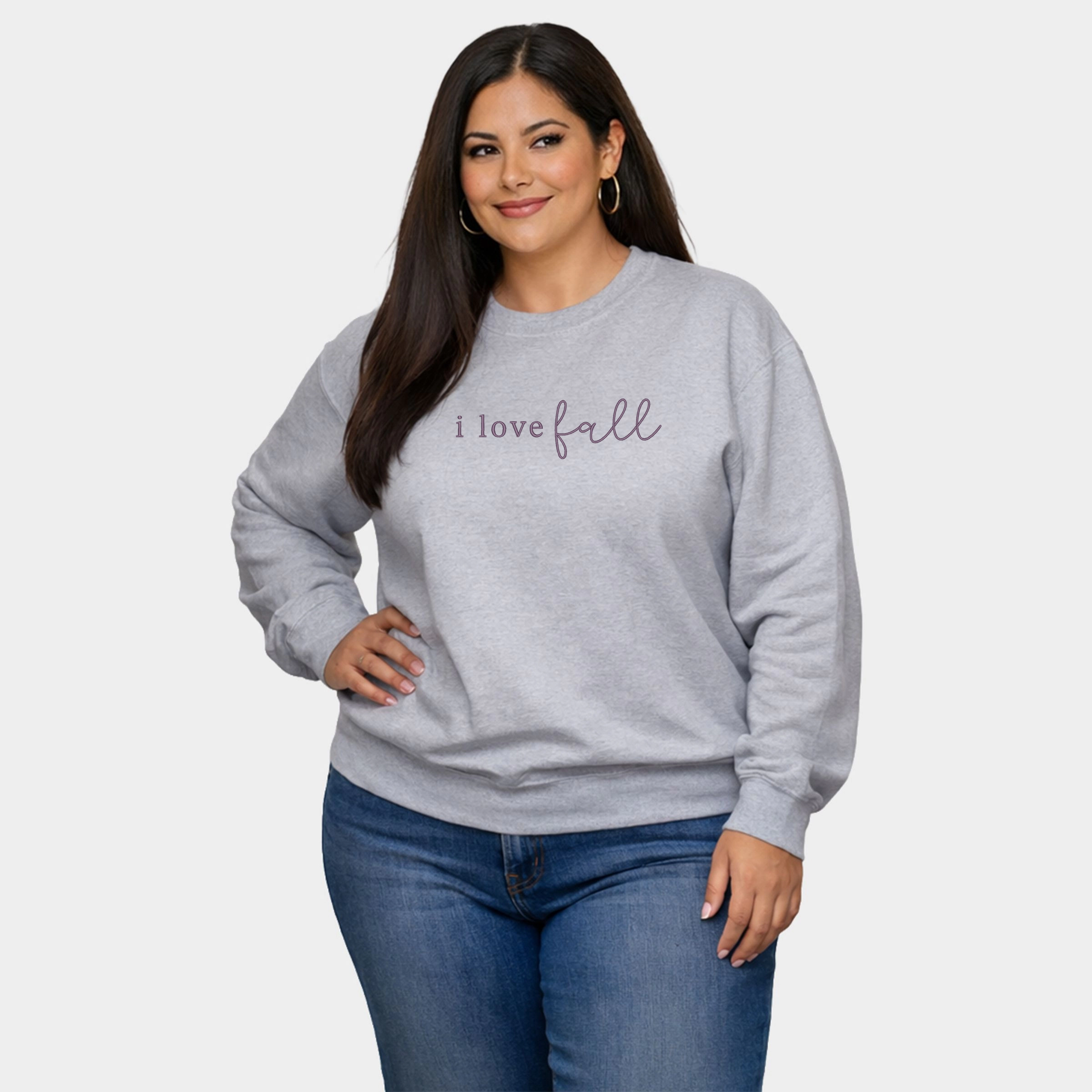 Simply Sage Market - Embroidered I Love Fall  Women's Plus Sized Graphic Sweatshirt
