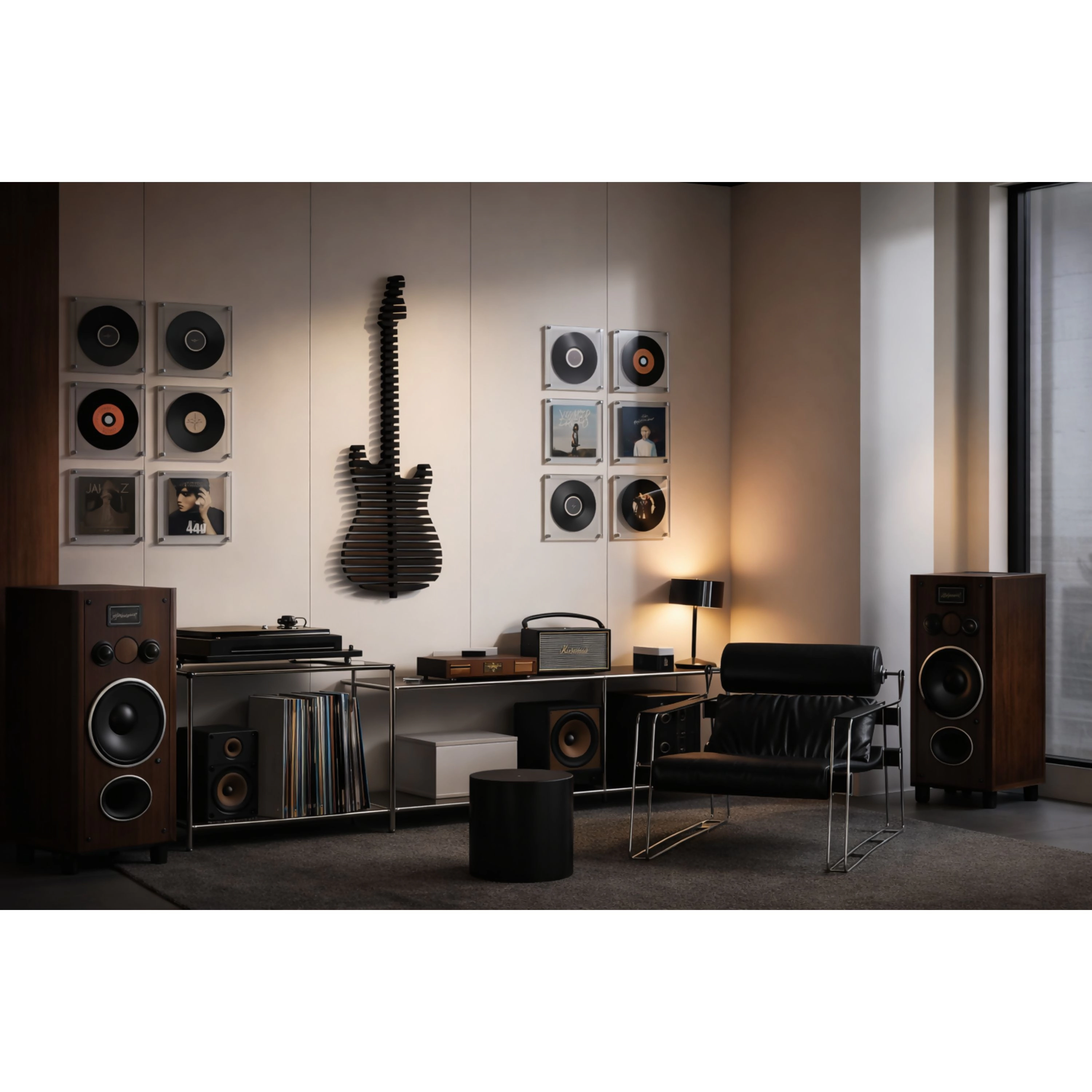 Wear Sierra Parametric Black 3D Guitar Wood Wall Art