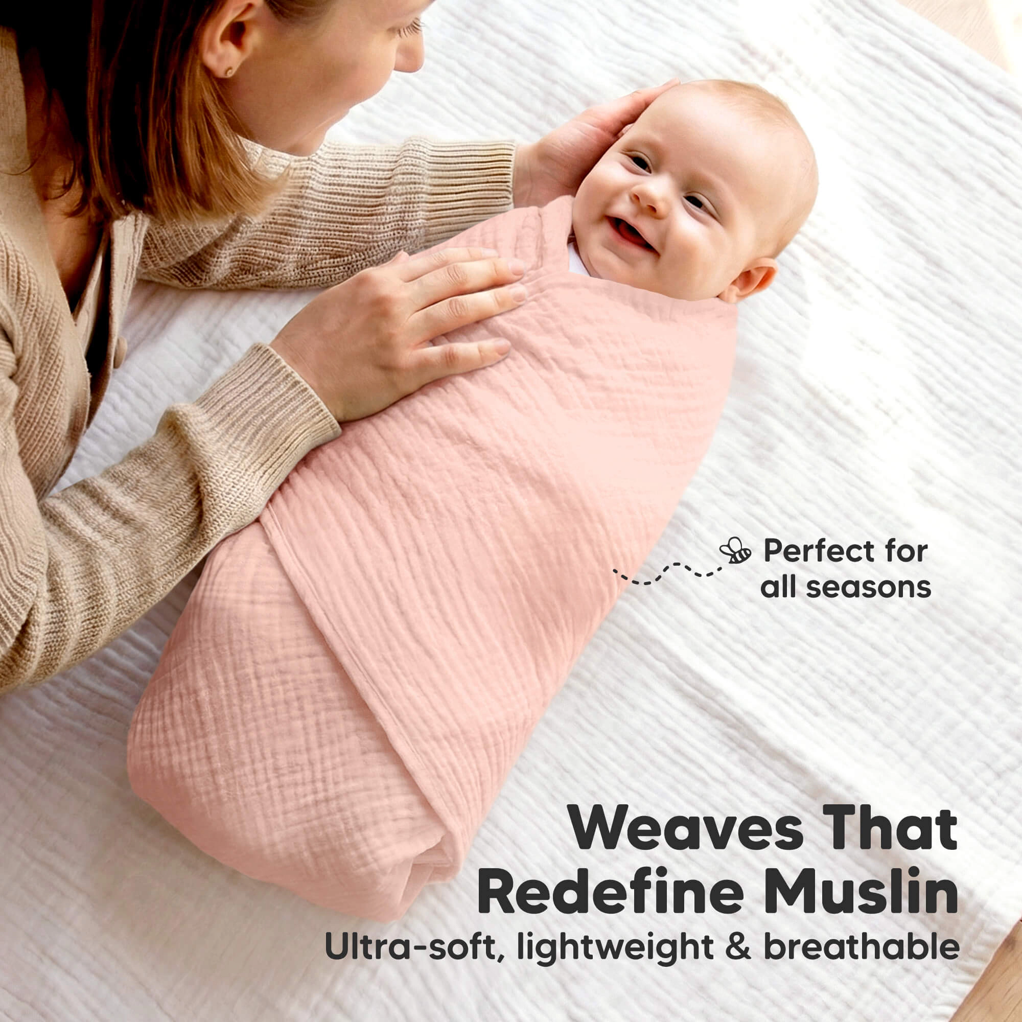 KeaBabies 3-Pack Lyra Muslin Swaddle Blankets