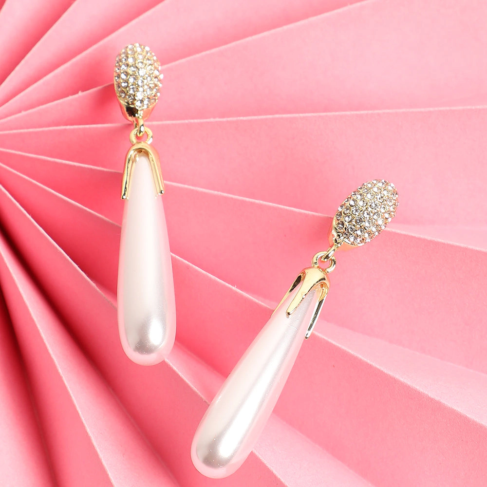 SOHI Women's White Elongated Drop Earrings