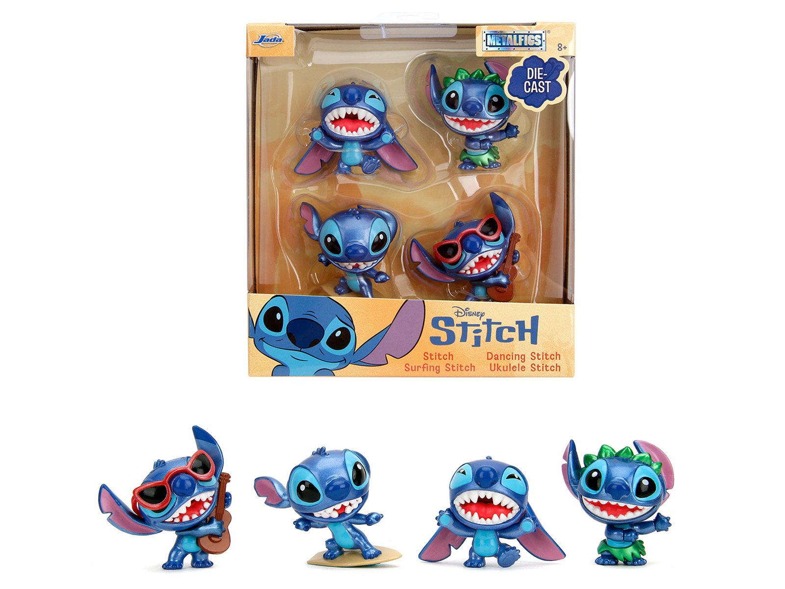 Jada Set of 4 Diecast Figures "Disney's Stitch" "Metalfigs" Series Diecast Models by Jada