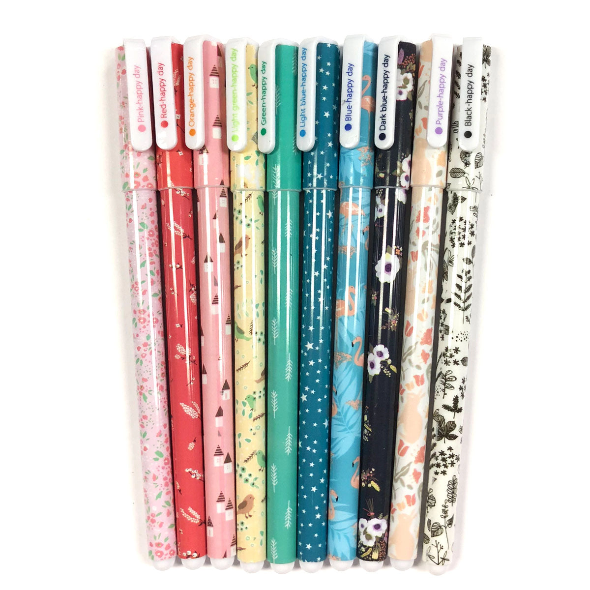 Wrapables Cute Novelty Gel Ink Pens, 0.5mm Fine Point, Whimsical Multicolor Ink, Set of 10