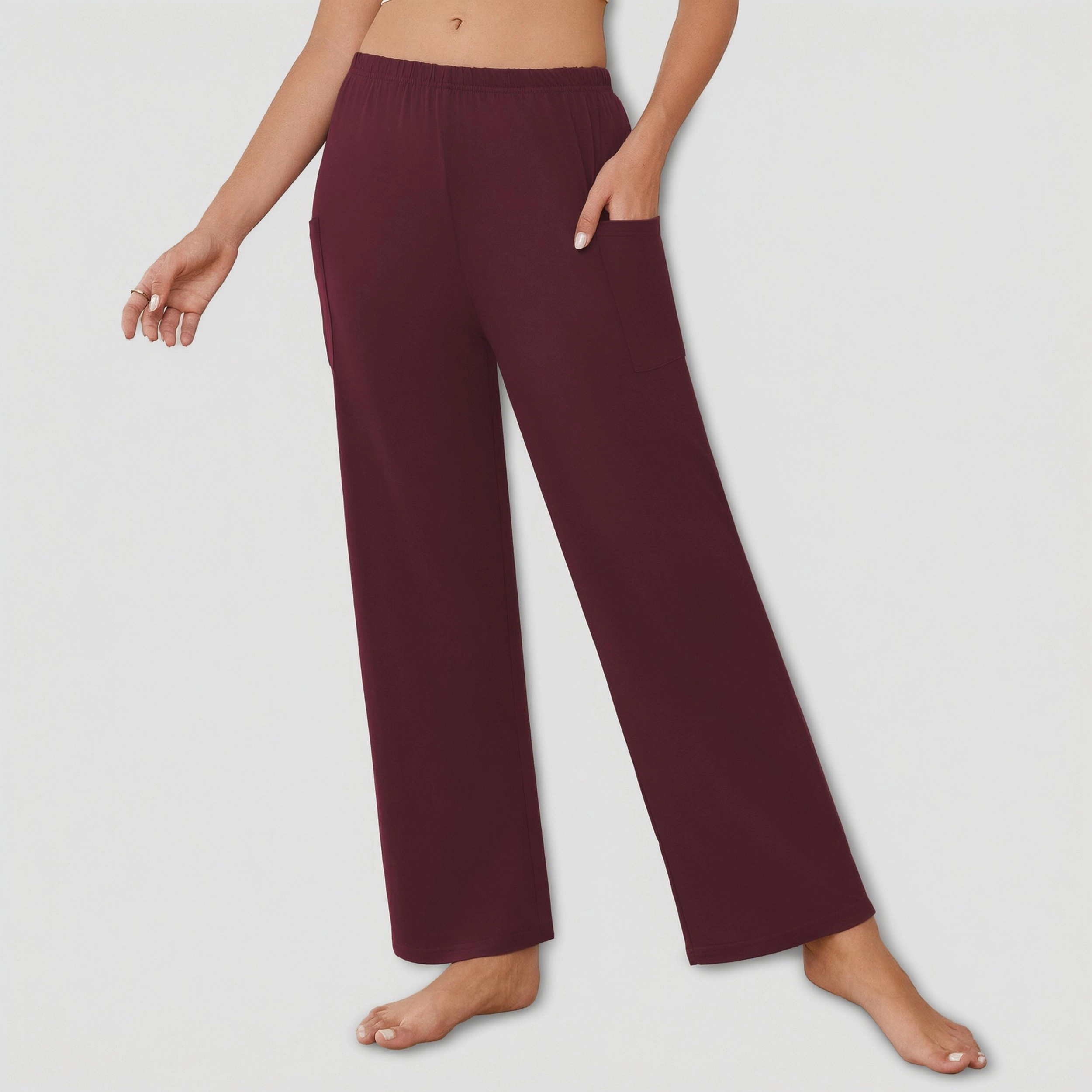 Ekouaer Pajama Pants Comfy Sleep Bottoms Casual Stretch Wide Leg Lounge with Pockets