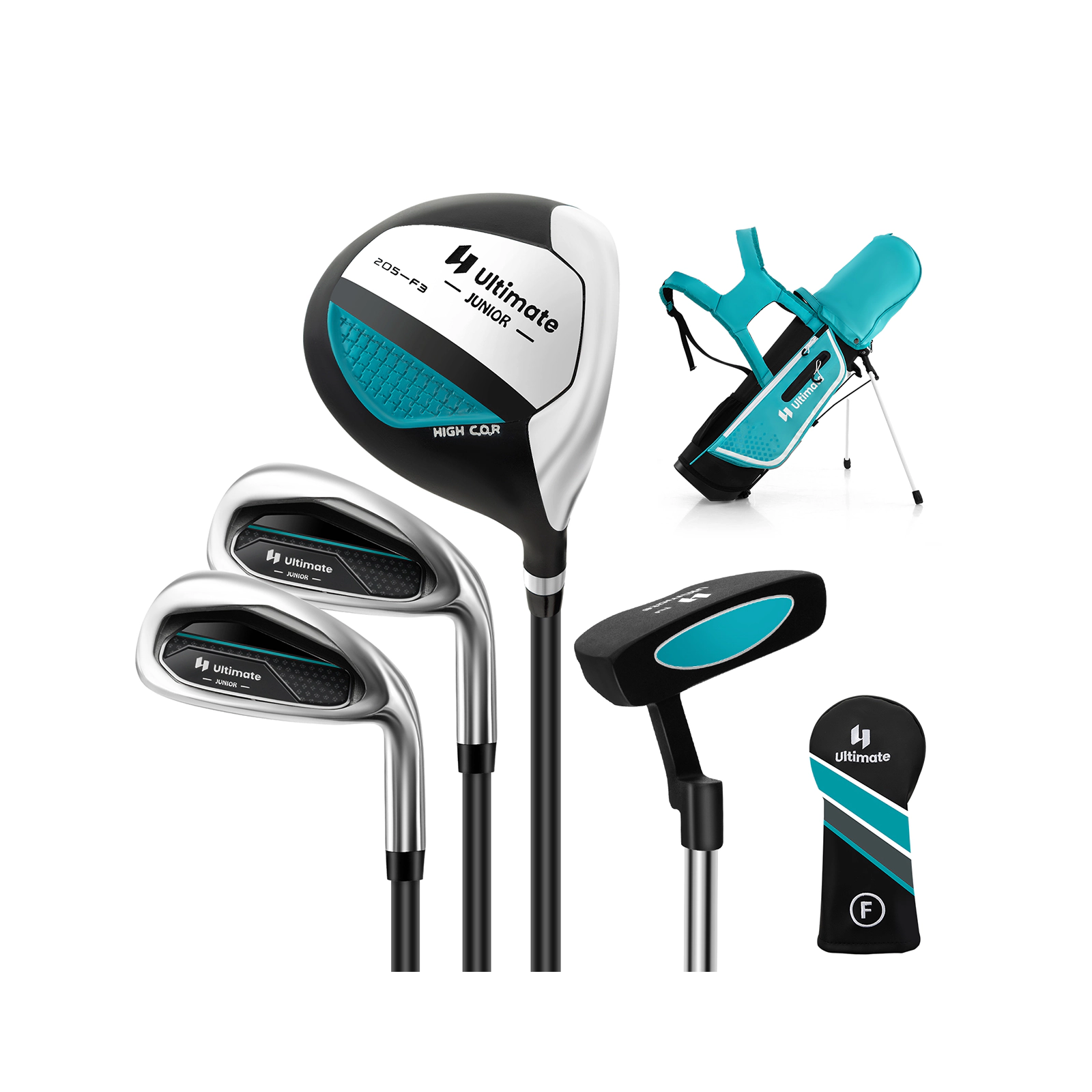 LJG Junior Complete Golf Club Set Right Hand with Rain Hood for Kids