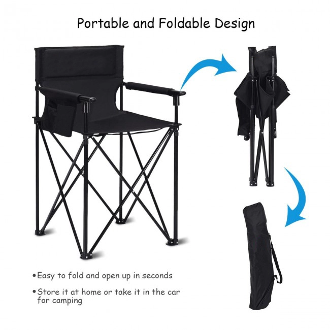 SUGIFT 38.5-in Oversized 252-lb Capacity High Folding Camping Chair with Detachable Armrests and Cup Holder