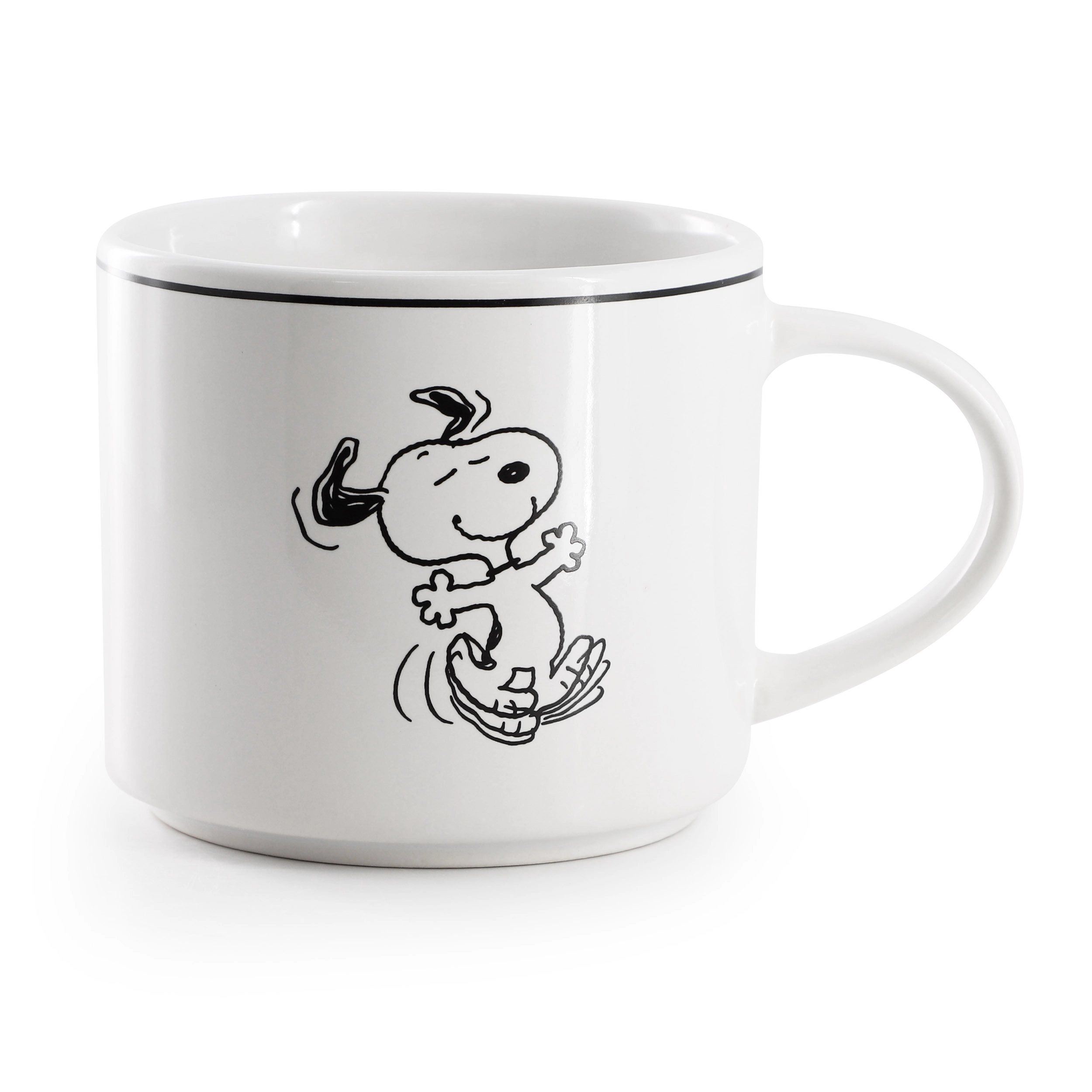 Peanuts Best Day Ever 4 Piece 16 Ounce Stoneware Mug Set in White