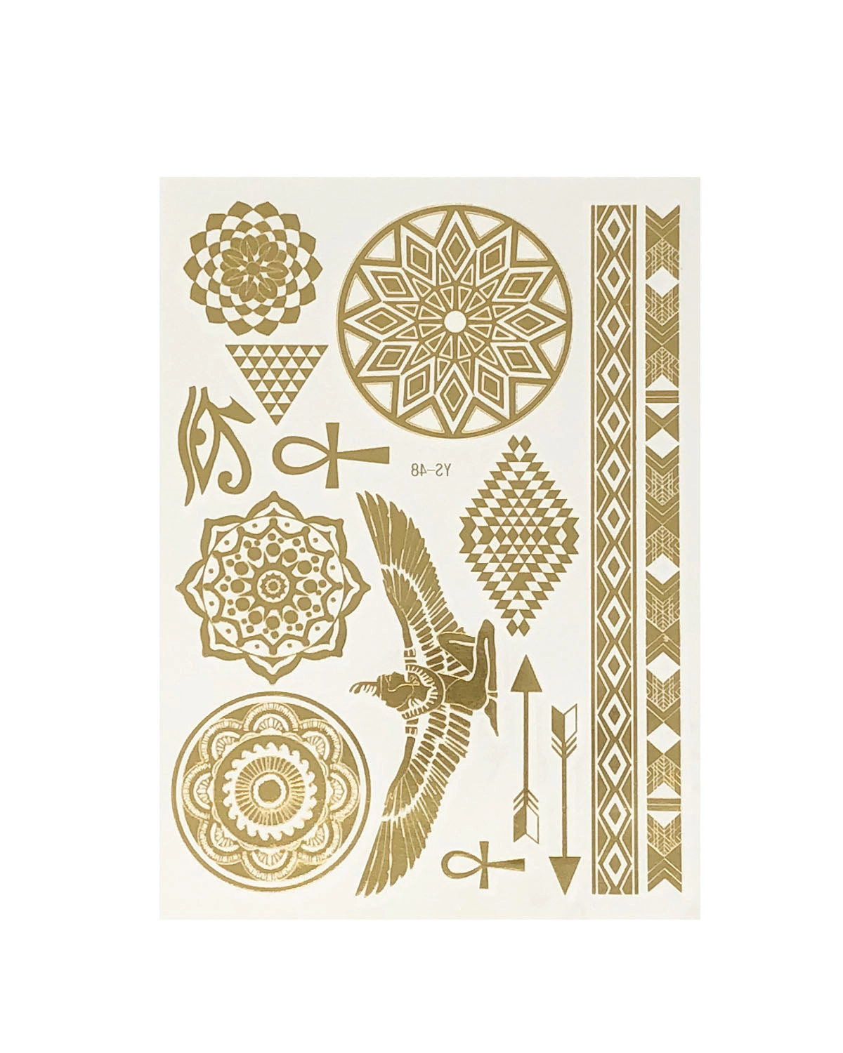 Wrapables Celebrity Inspired Temporary Tattoos in Metallic Gold Silver and Black (6 Sheets), Large