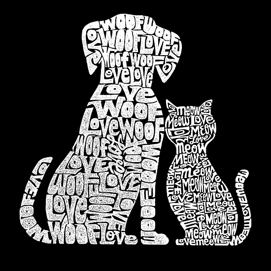 LA Pop Art Girls Word Art Hoodie - Dogs and Cats