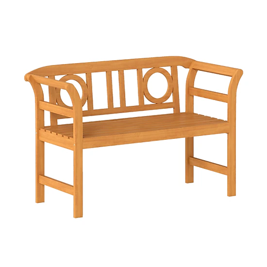 LJG Acacia Wood 2-Person Patio Loveseat with Backrest and Armrests for Backyard