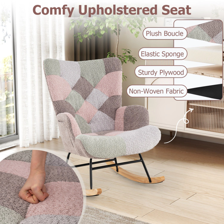 Hivvago Ergonomic High-Back Rocking Chair with Armrests for Nursery and Living Room