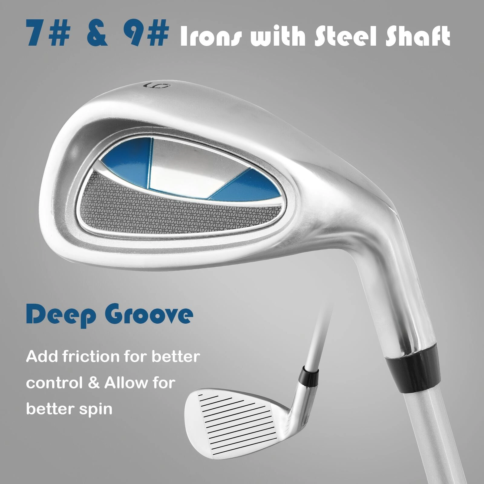 SUGIFT Blue Stand Bag 5-Piece Junior Complete Golf Club Set for Ages 8-10
