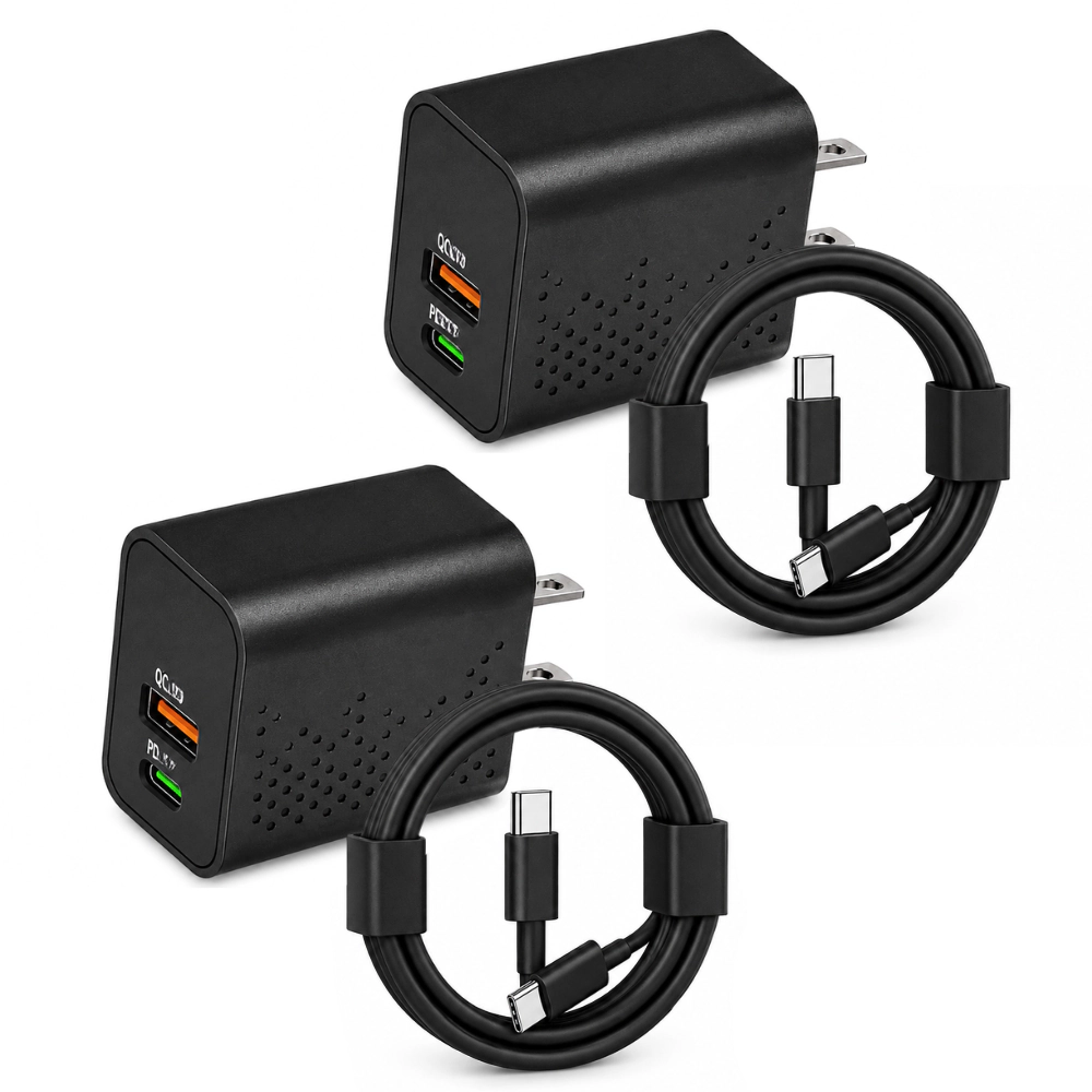 Qixxronics Fast USB C Charger 35W with 3FT USB-C Cable for Motorola Razr foldables, Edge, Moto G Stylus 5G [2Pack]