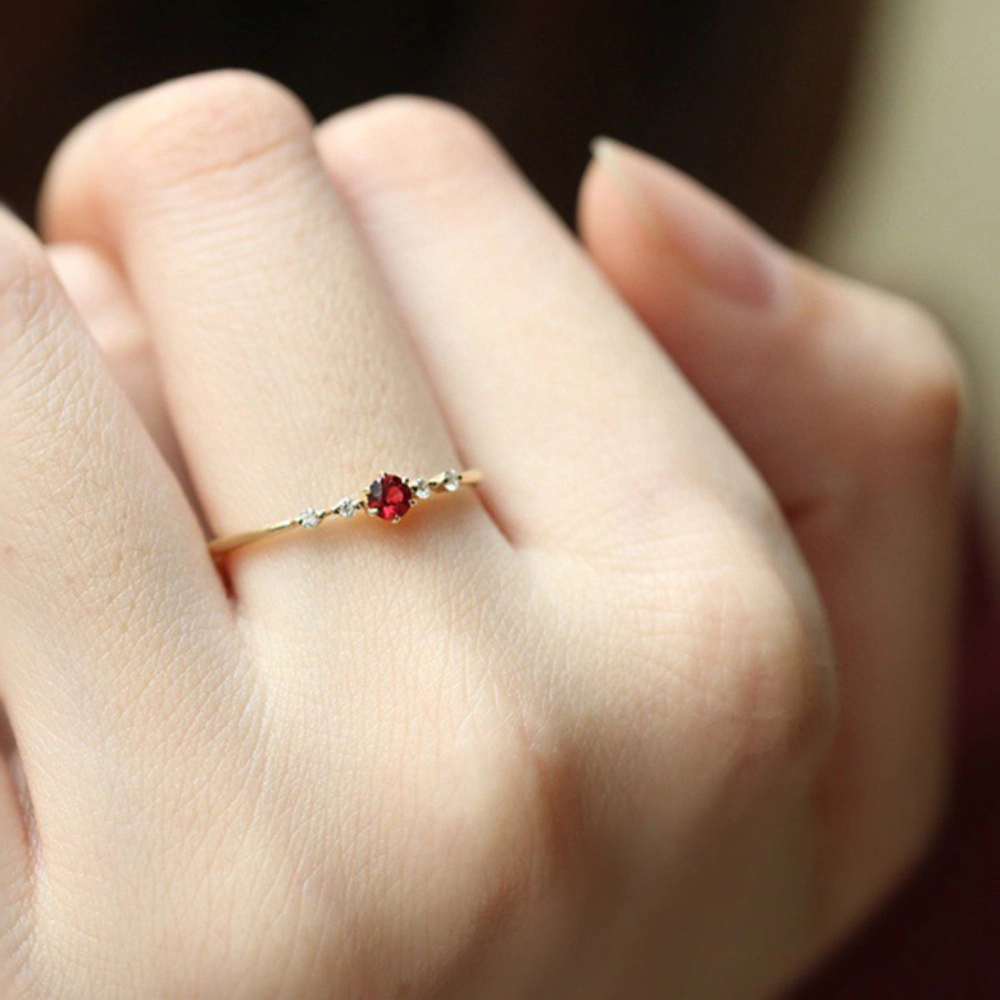 18K Gold Plated Square Simulated Ruby Engagement Ring