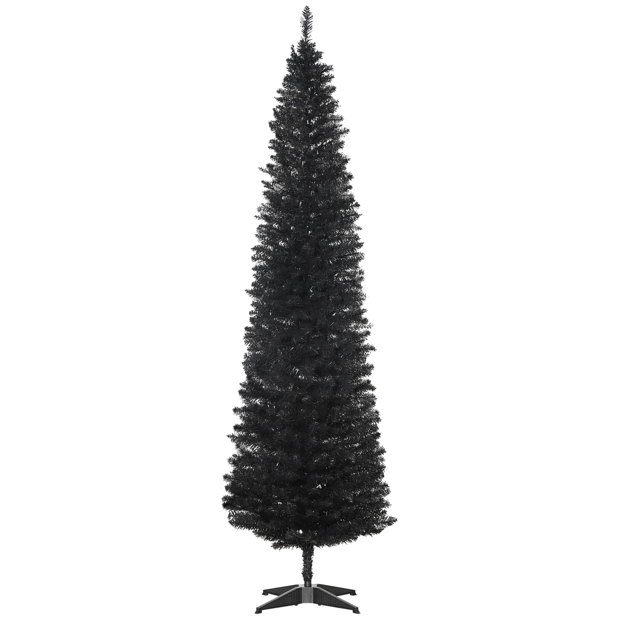 HONGGE 7ft Unlit Pencil Artificial Christmas Tree with Realistic Branches and 499 Tips Plastic Base