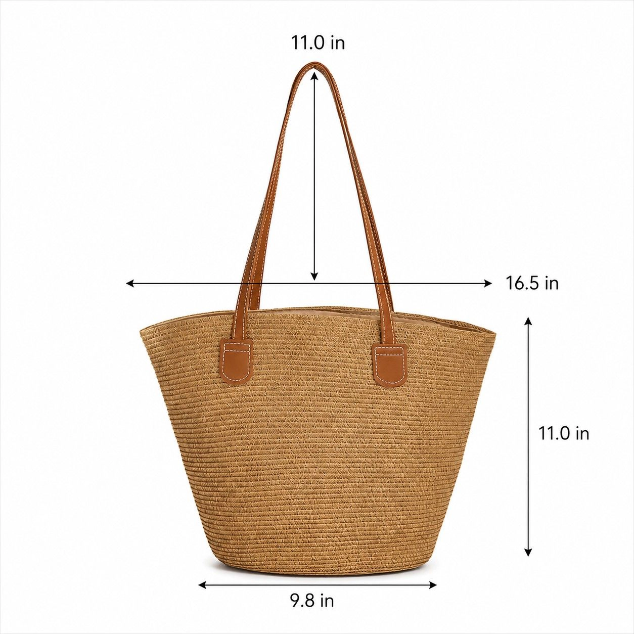 Alilang Women's Woven Straw Tote Bag Large Capacity Zip Top Shoulder Carryall Handbag