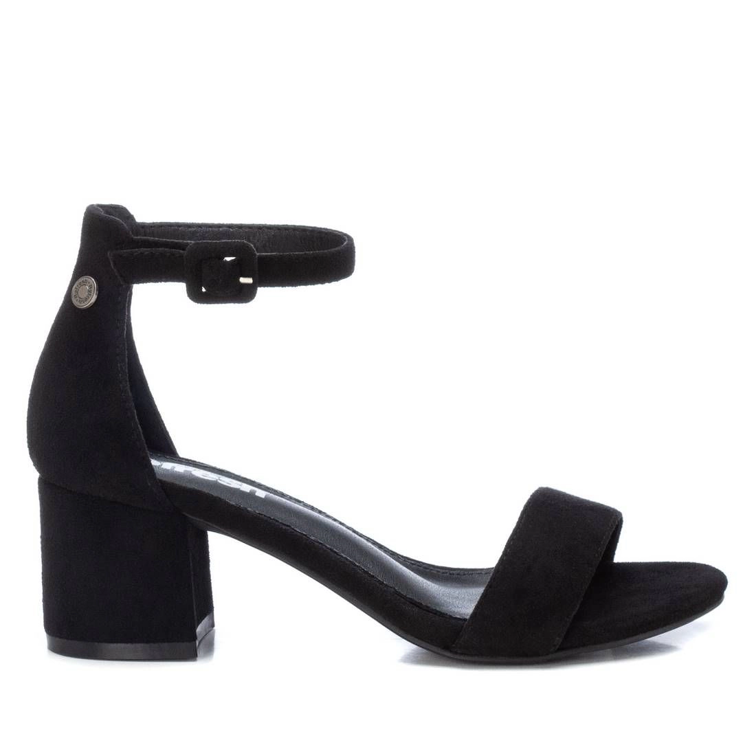 XTI Women's Gold Block Heel Sandals, Buckle Ankle Strap