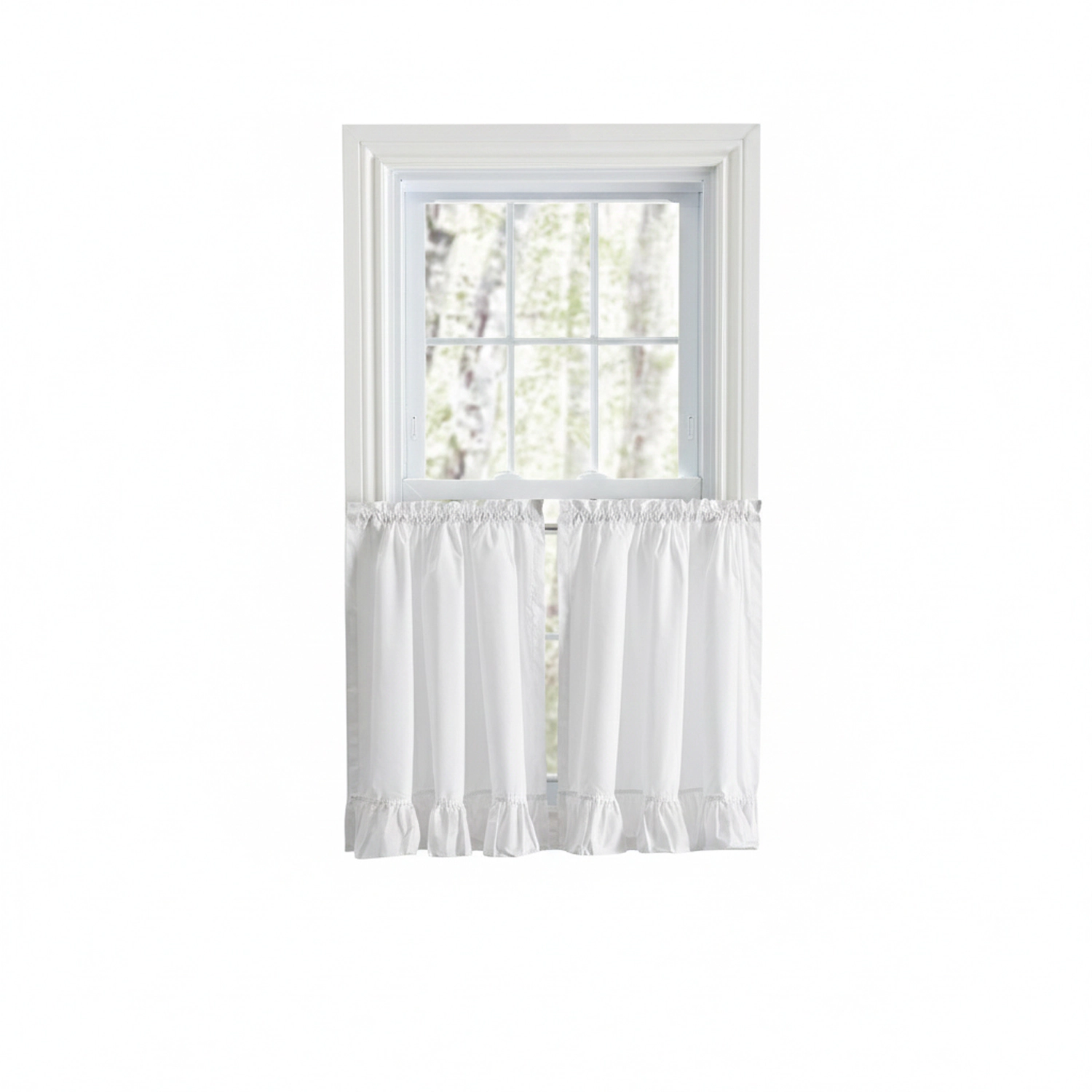 ELLIS 65% Polyester 35% Cotton Classic Wide Solid Color Perma Press Ruffled With 1.5" Rod Pocket Tiers 84" x 24" White