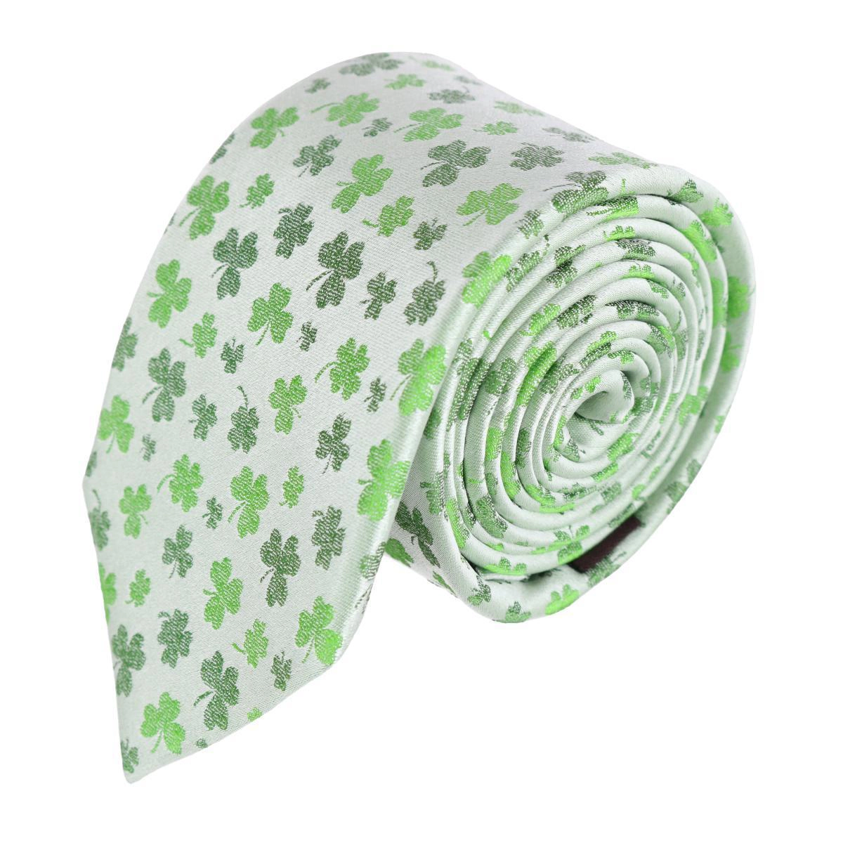 Trafalgar White Shamrock Novelty Silk Necktie