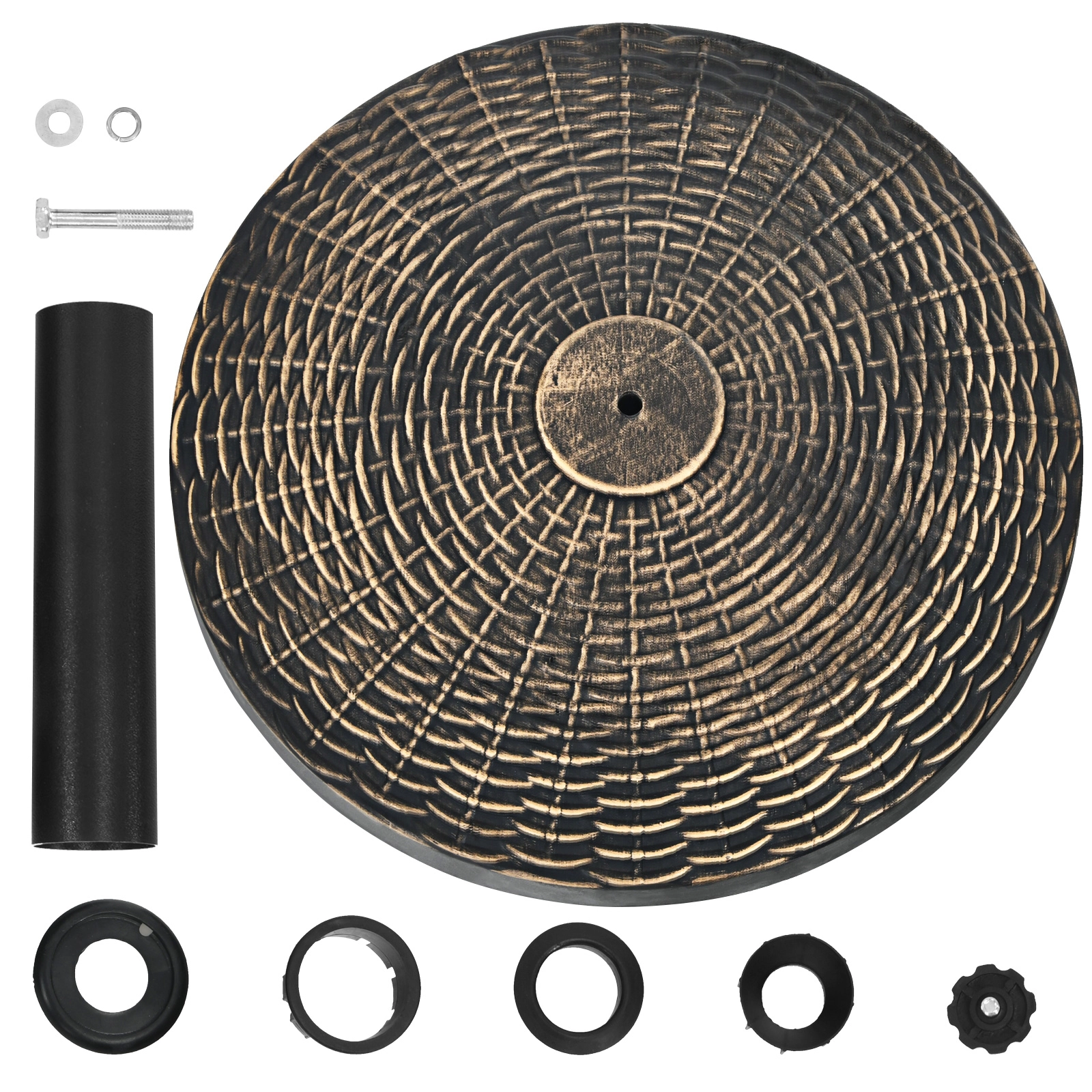 Hivvago 22Lbs Patio Resin Umbrella Base With Wicker Style For Outdoor Use