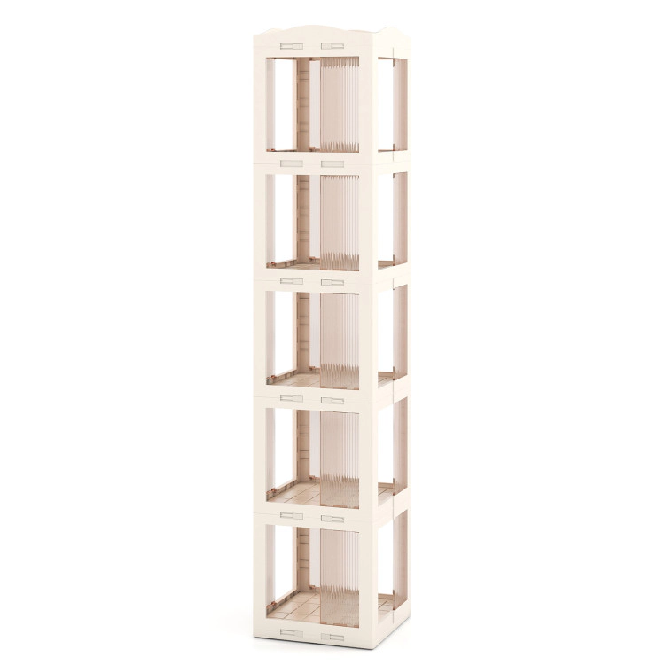 Hivvago 5-Tier Foldable Rotating Bookshelf 360° Spinning Bookcase with Swivel Base