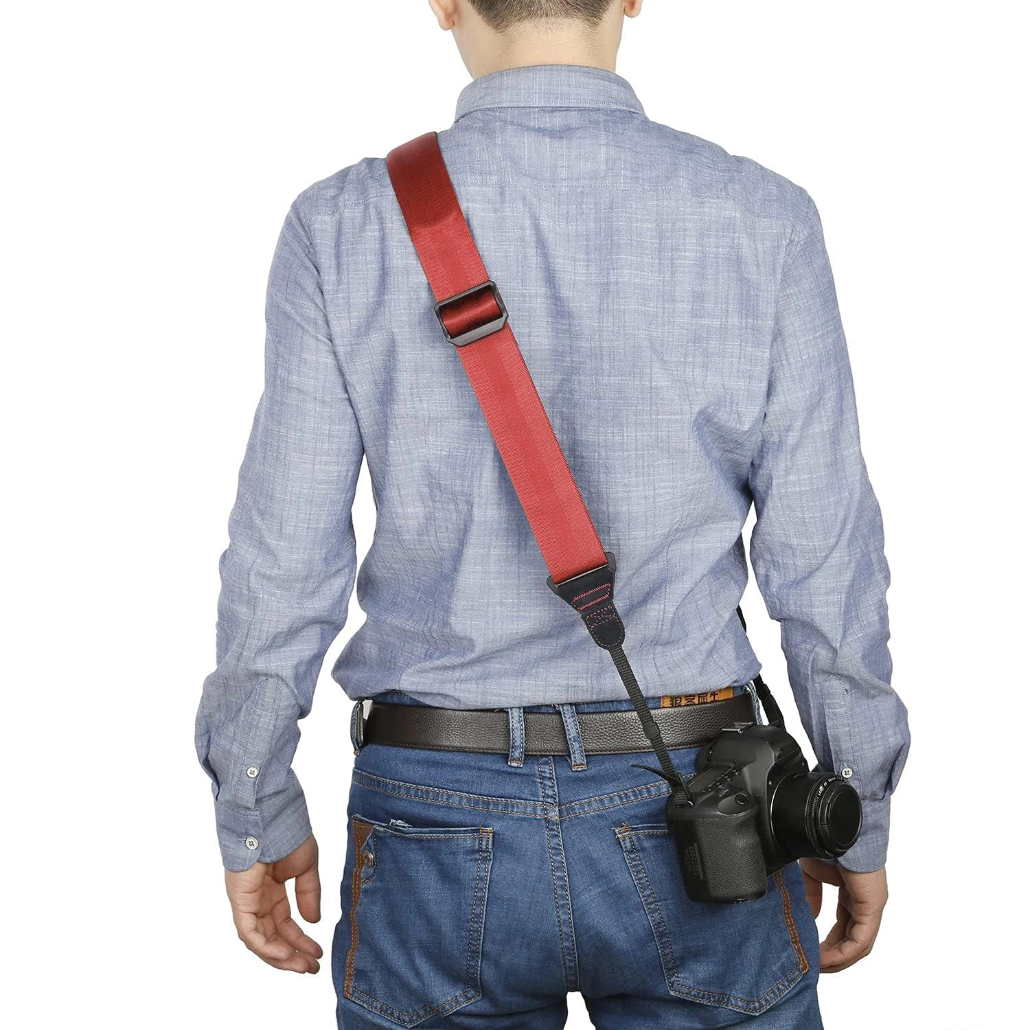 Movo NS-203 Nylon-Webbed Camera Strap with Gel Shoulder Strap for DSLR's and Binoculars (Coral)