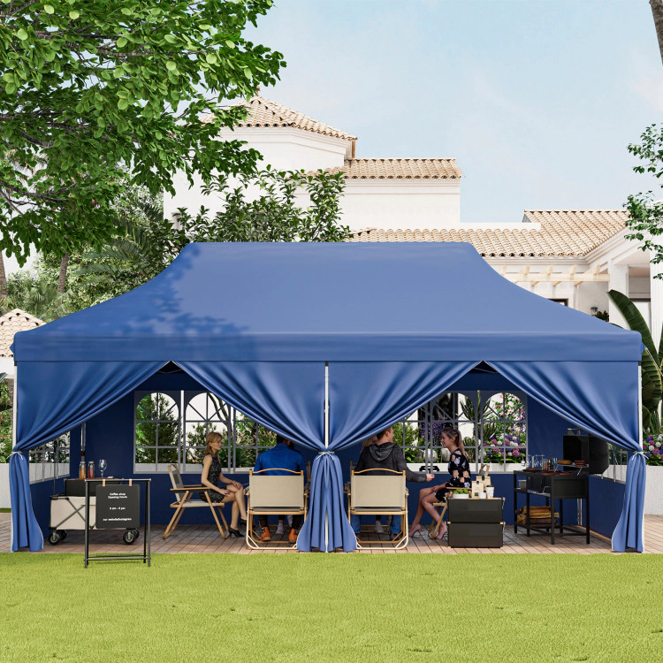 Hivvago 10 x 20 FT Pop up Canopy with 6 Sidewalls and Windows Carrying Bag for Party Wedding Picnic