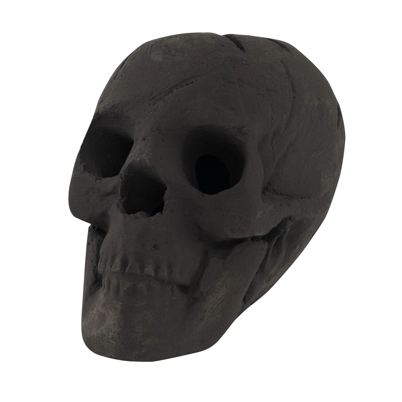 SUGIFT Charred Look Ceramic Fiber Open Eye Socket Halloween Fire Pit Skull 8.5-in x 6-in x 6-in 1.5-lb Black