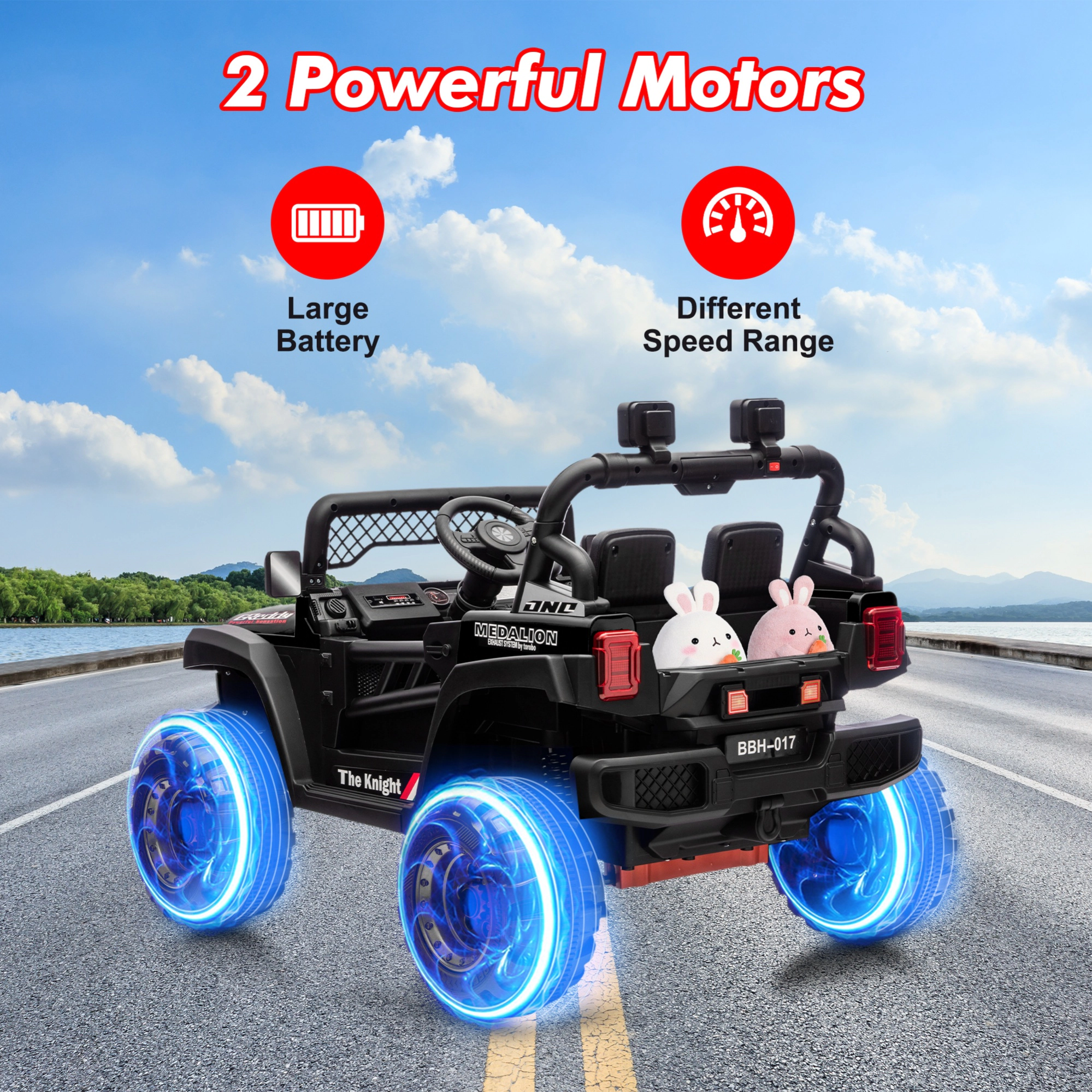 12V Kids Electric Ride-On Truck with Remote, 3 Speeds, 6MPH Max, Suspension, LED Lights, Music