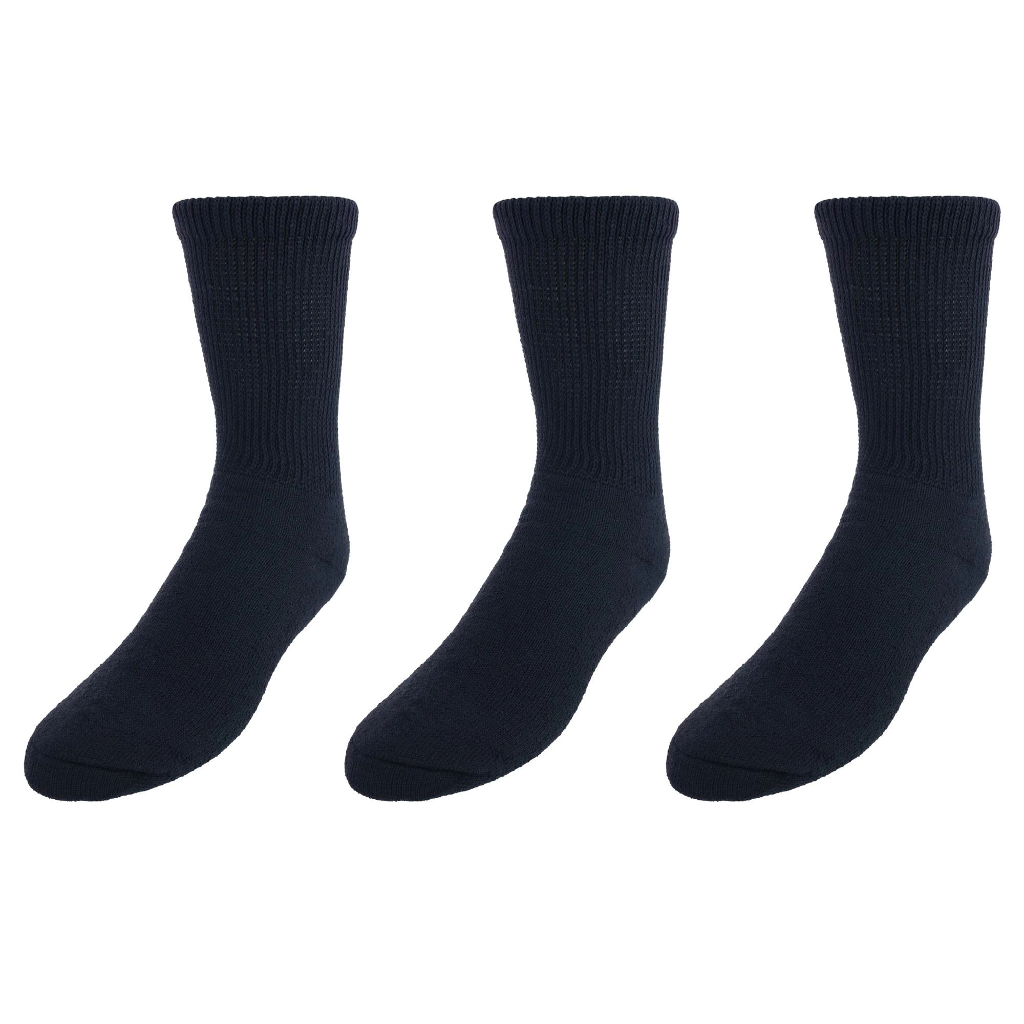 CTM Men's Diabetic Non Binding Crew Socks (3 Pairs)