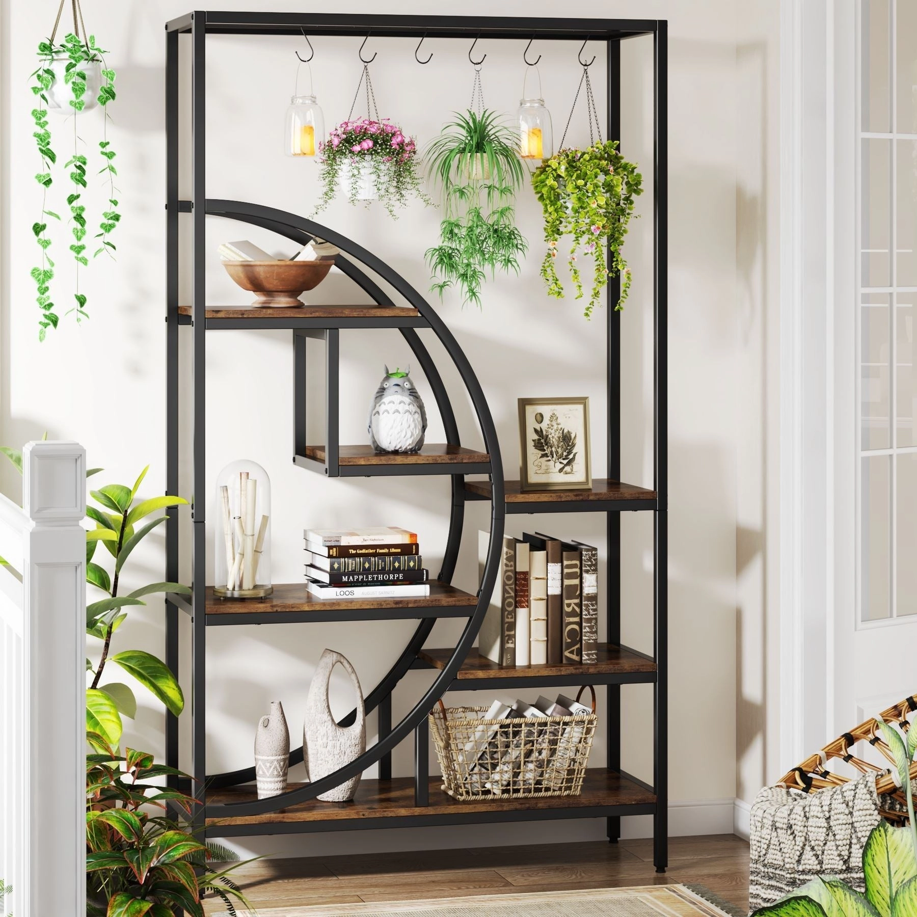 Tribesigns 70.9" Tall Plant Stand, 7 Tier Flower Pots Display Rack with 6 Hooks